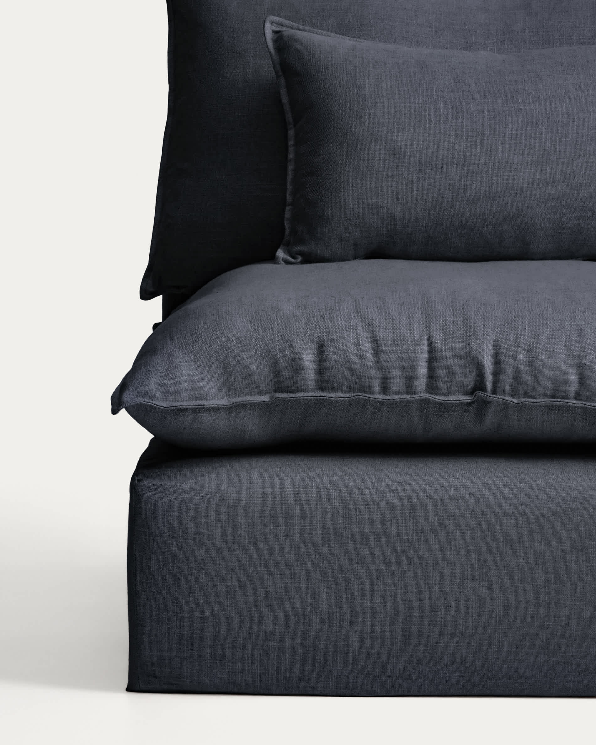 Anarela dark grey linen and viscose armchair with removable cover 110cm FSC Mix Credit
