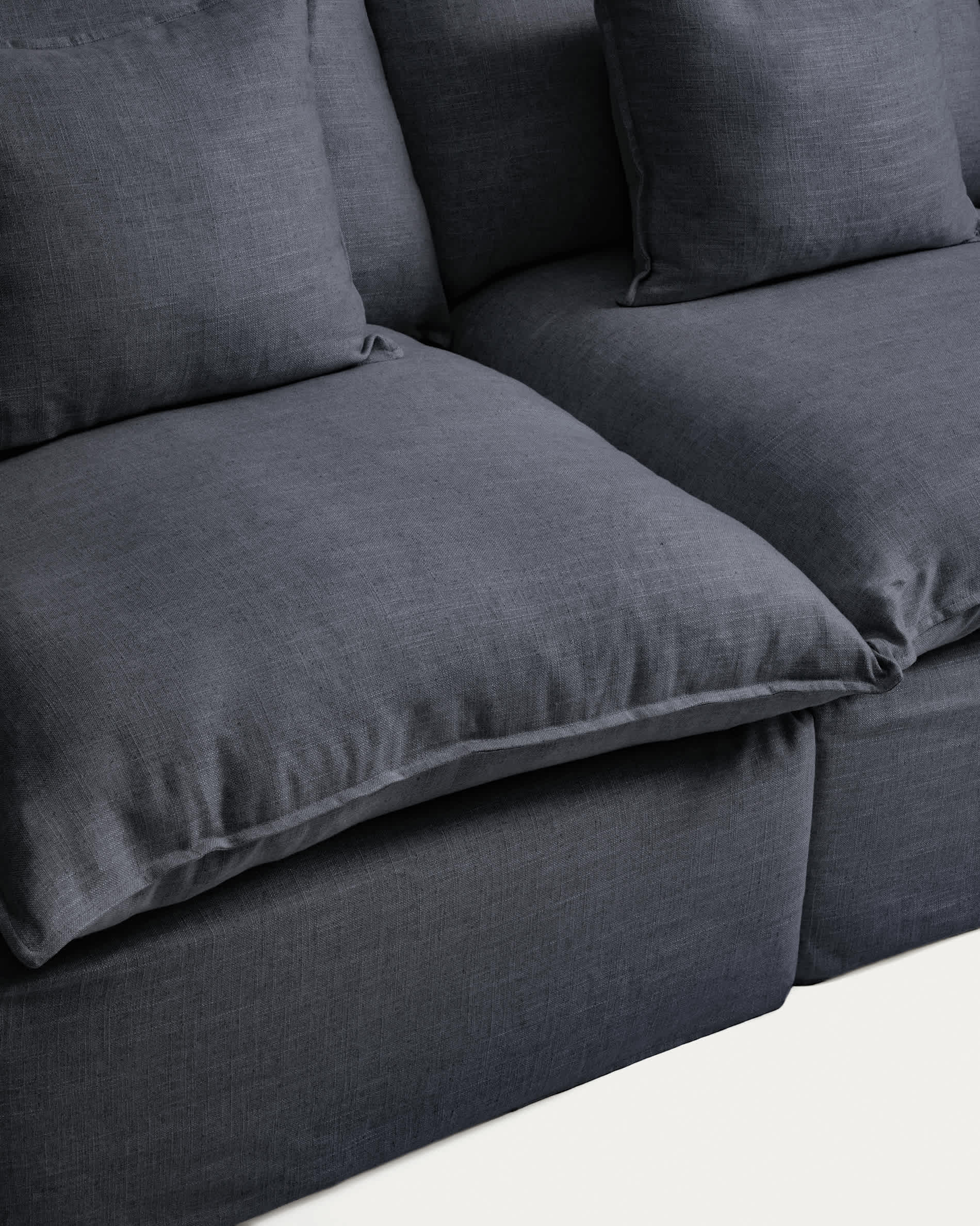 Anarela dark grey linen and viscose 2-seater modular sofa with removable cover 180cm FSC Mix Credit