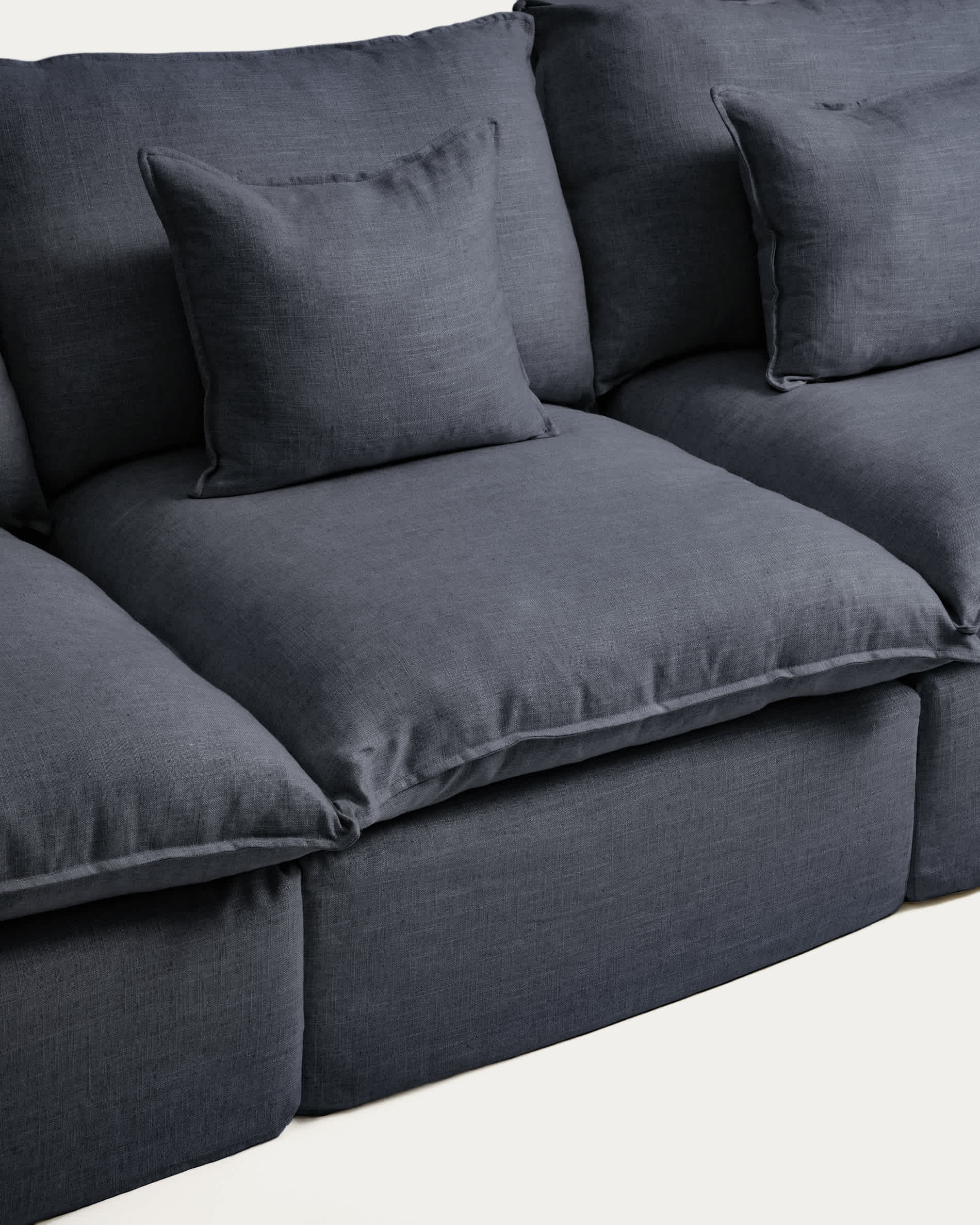 Anarela dark grey linen and viscose 3-seater modular sofa with removable cover 310cm FSC Mix Credit
