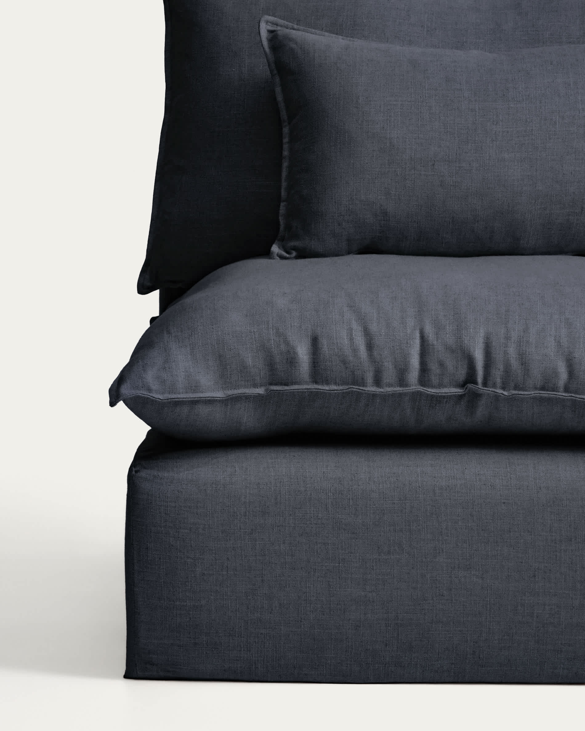 Anarela dark grey linen and viscose 3-seater modular sofa with end module and removable cover 310cm FSC Mix Credit