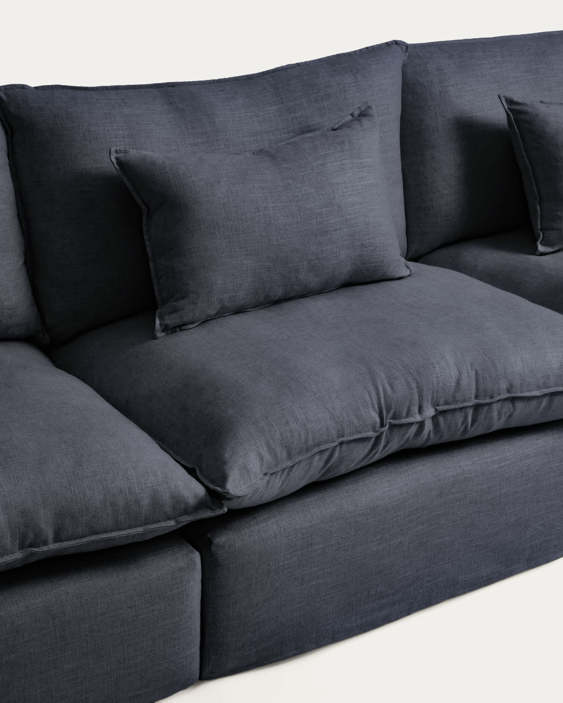 Anarela dark grey linen and viscose 5-seater modular sofa with removable cover 330cm FSC Mix Credit