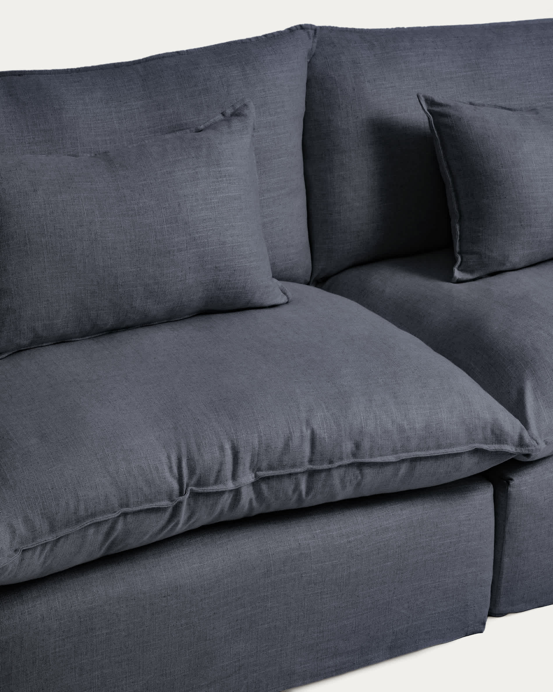 Anarela dark grey linen and viscose 5-seater modular sofa with removable cover 370cm FSC Mix Credit