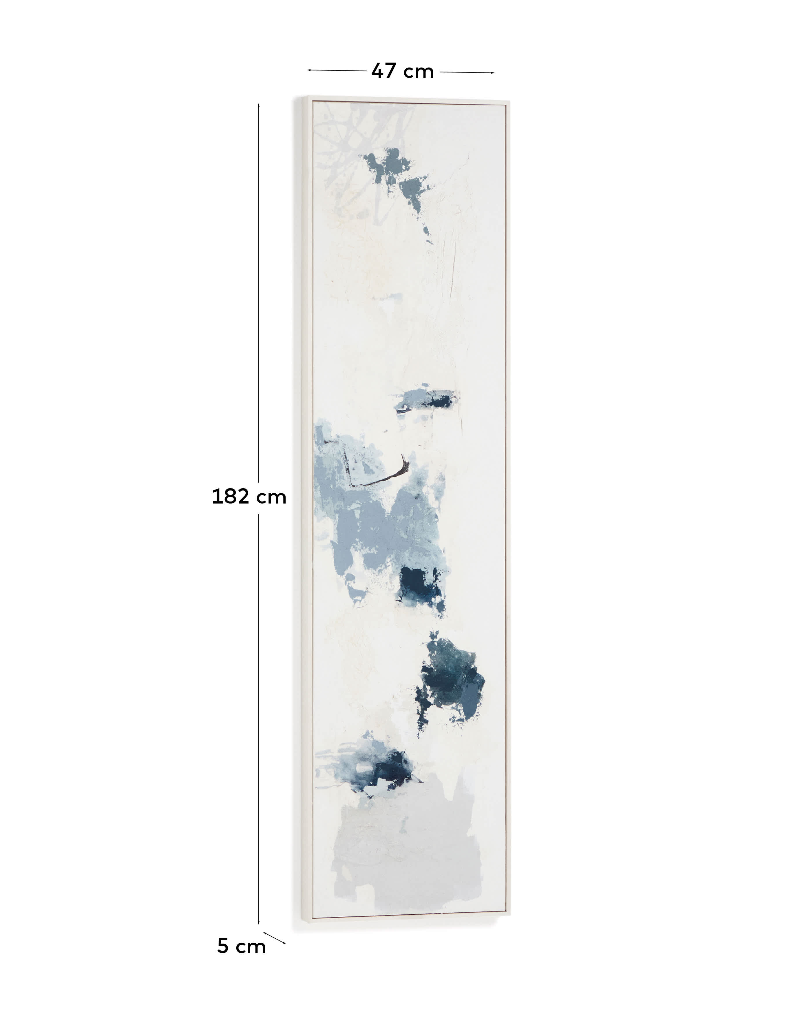 Erale grey and blue hand-painted abstract picture 47 x 182cm