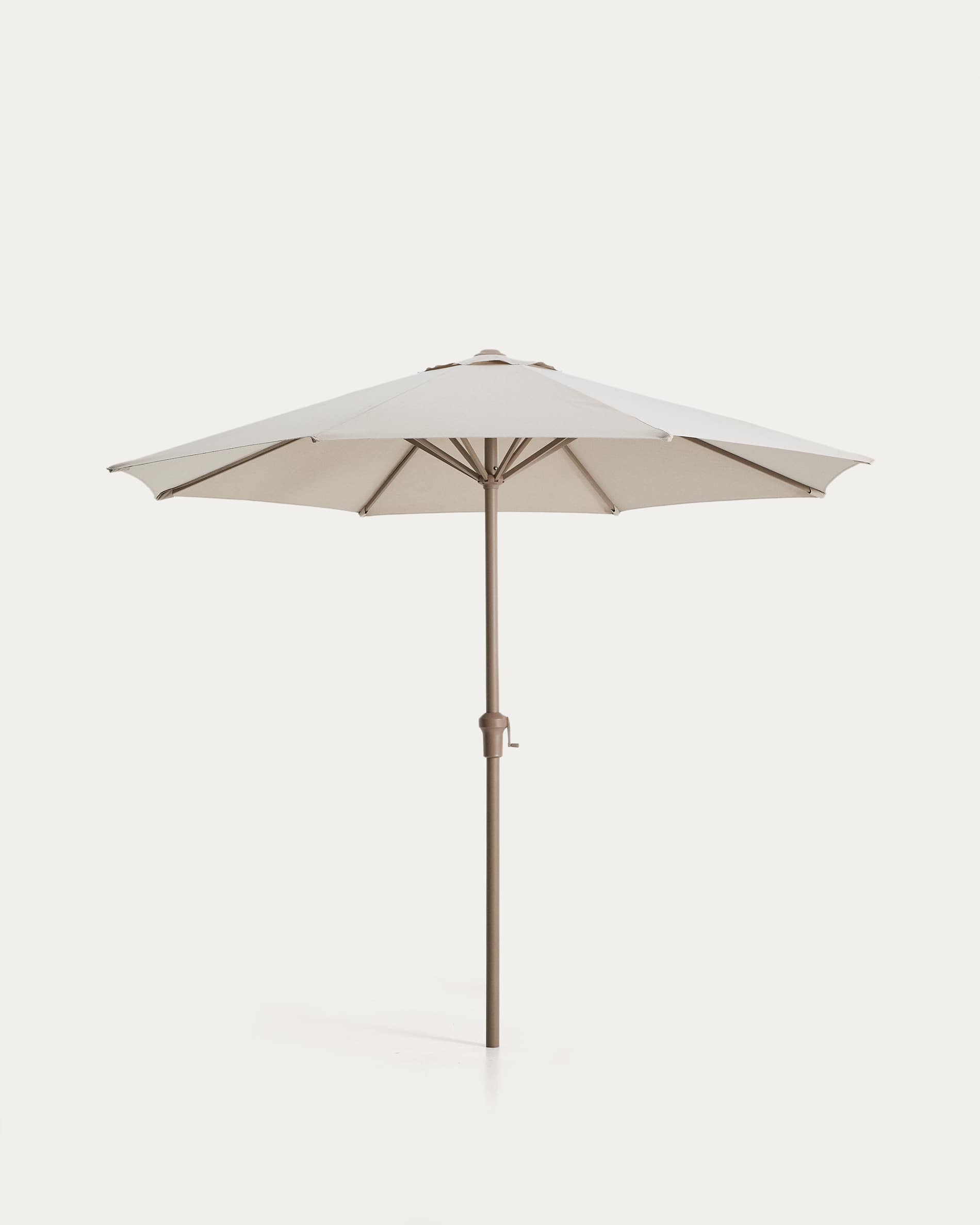 Milna beige parasol with central pole and taupe steel structure Ø300cm