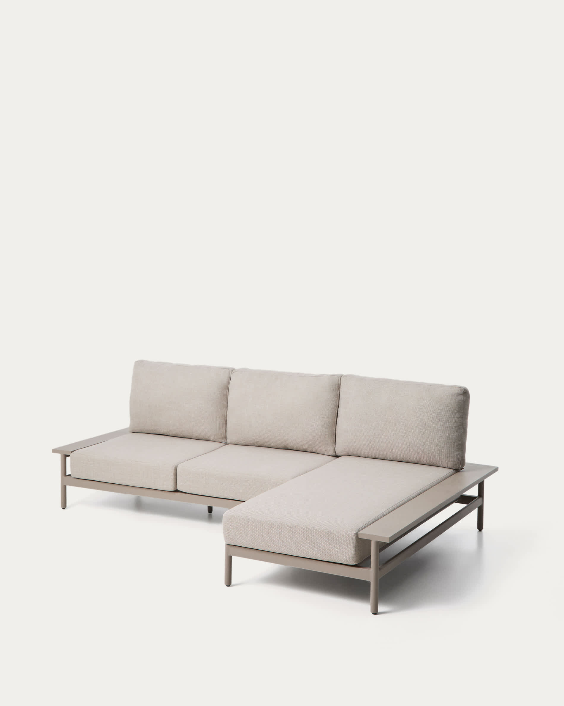 Aluminium Vathi sofa in taupe with right-sided chaise longue 250 x 159 cm
