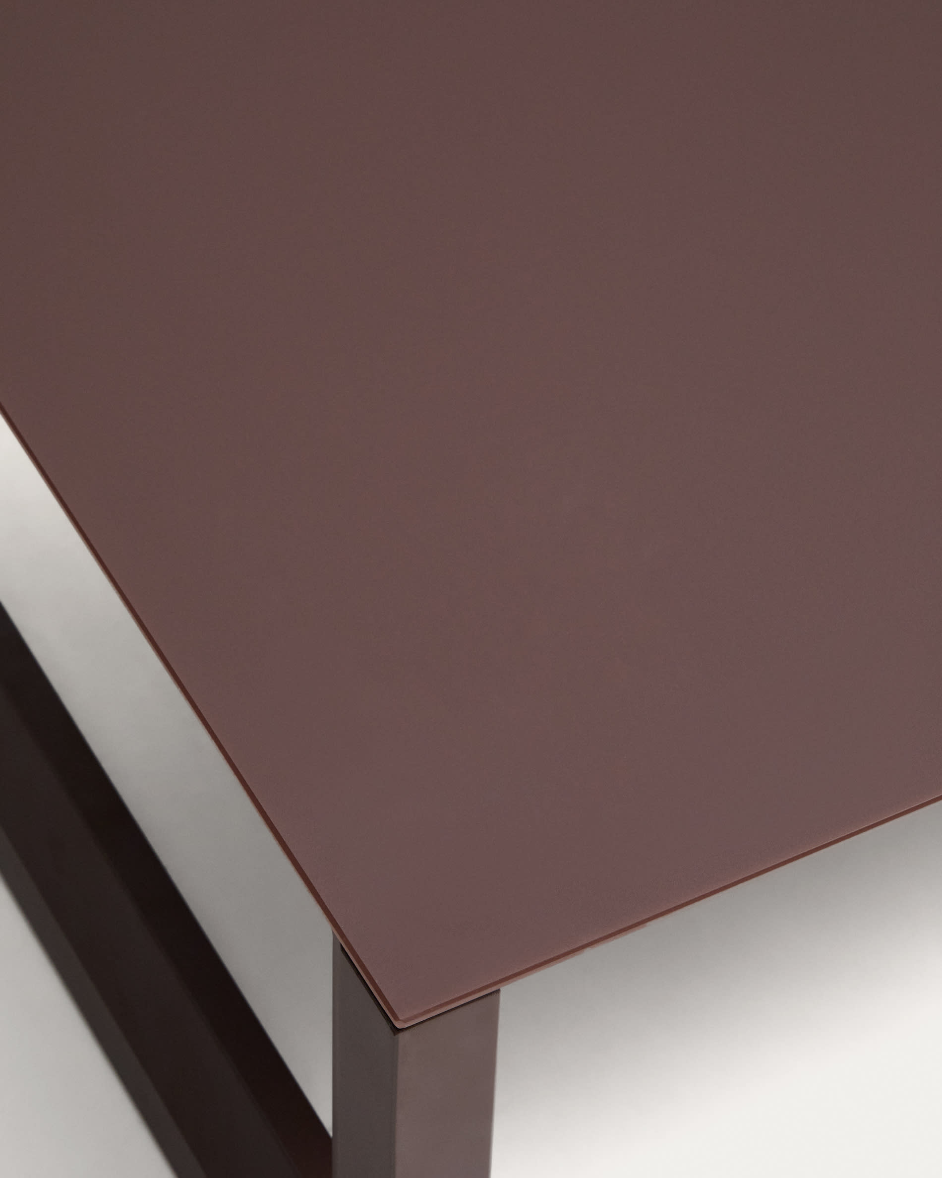 Nerano set with 3-seater sofa, 2 armchairs and coffee table in tempered glass and brown aluminium