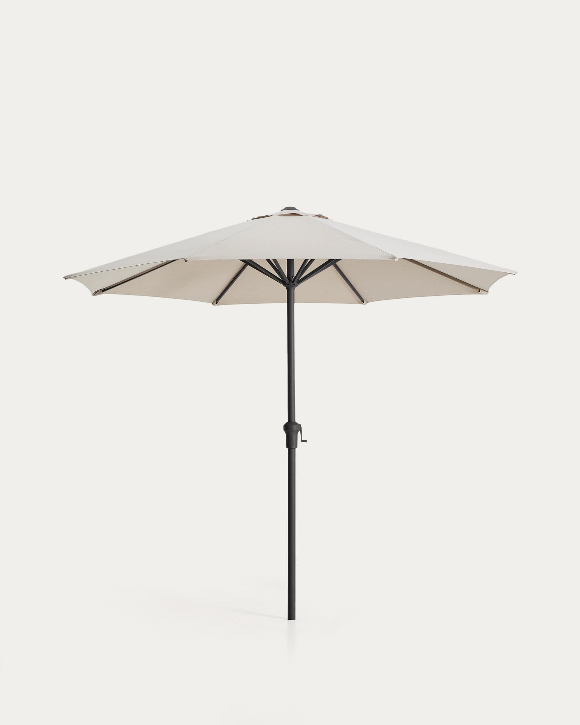 Milna beige parasol with central pole and graphite steel structure Ø300cm