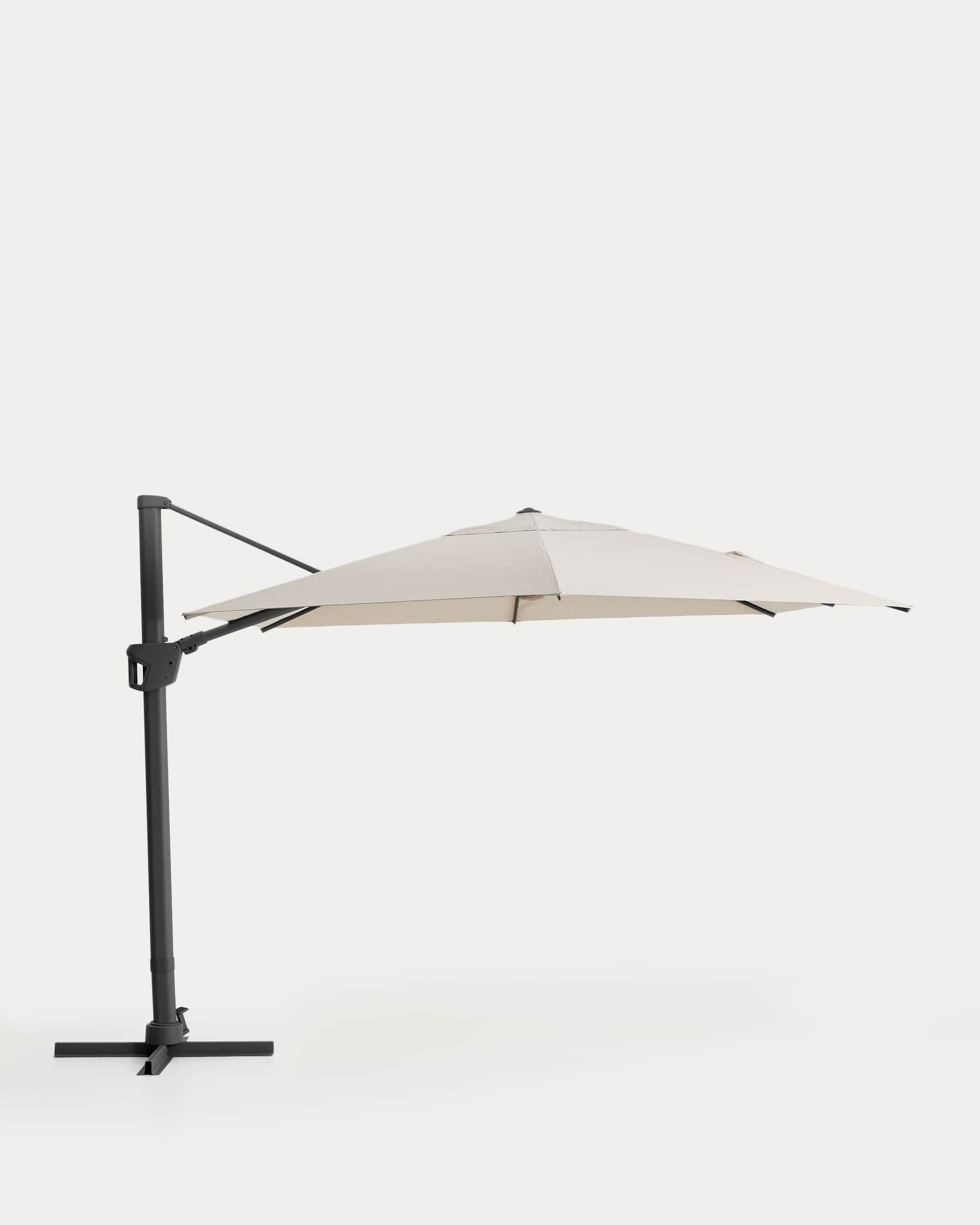 Noli beige cantilever parasol with graphite aluminium structure 300 x 420cm