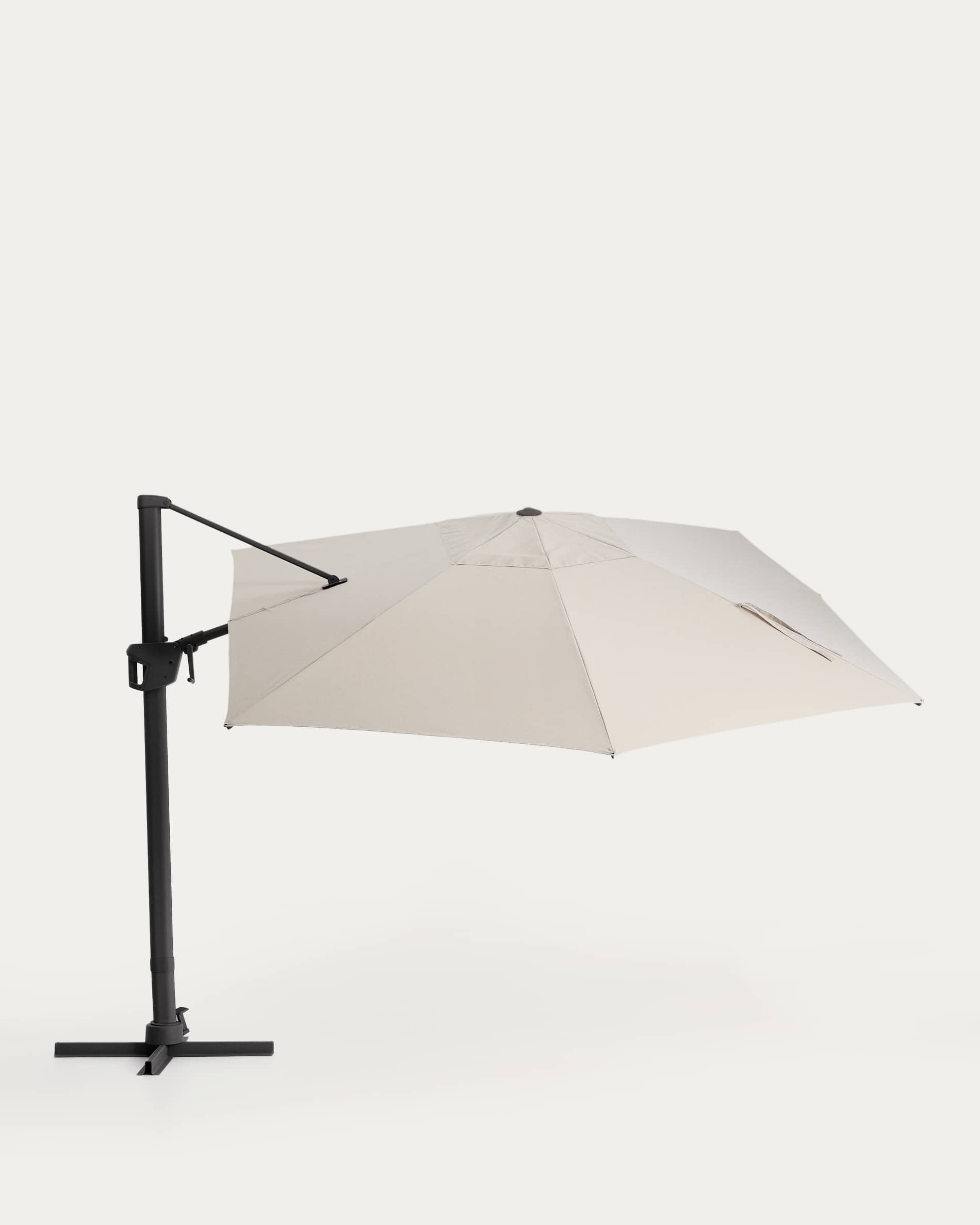 Noli beige cantilever parasol with graphite aluminium structure 300 x 420cm