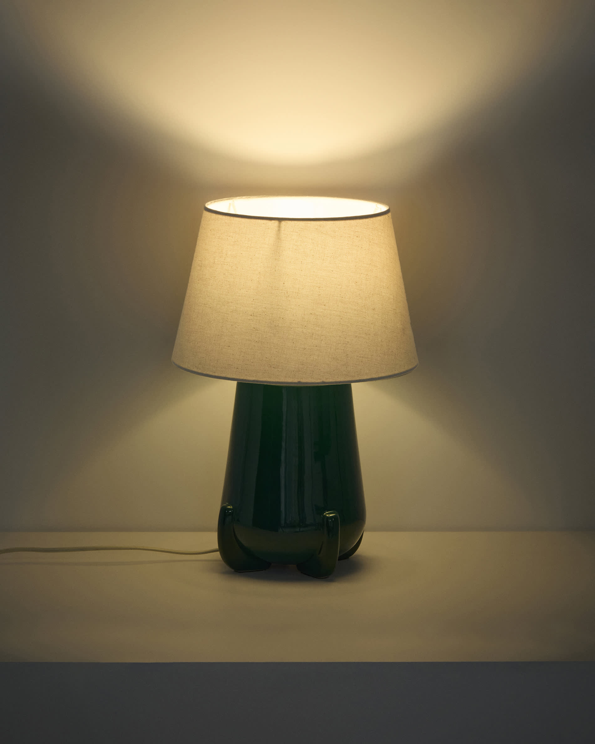 Odra table lamp in green ceramic with glossy finish