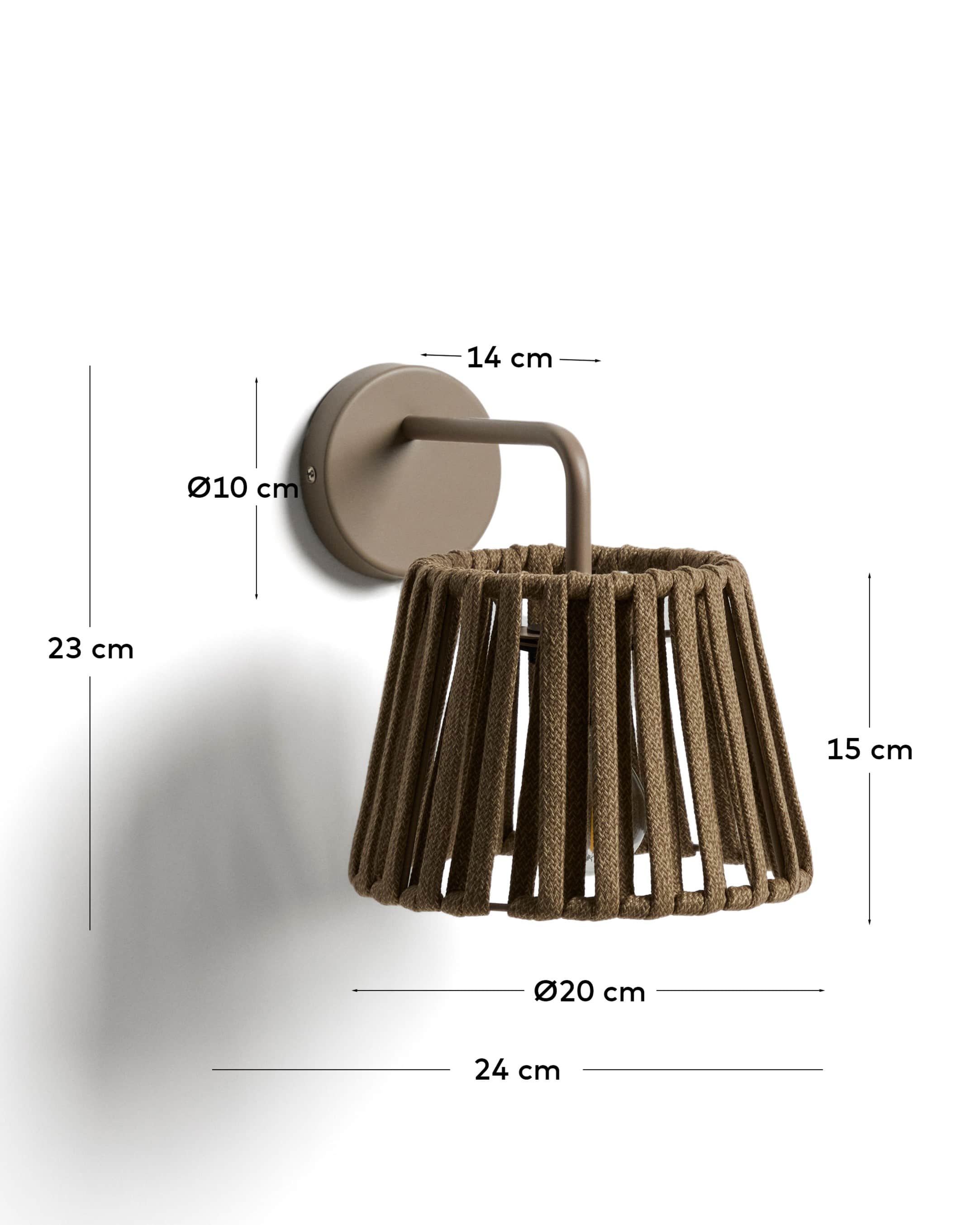 Aldet beige outdoor wall light in flat rope cord and metal