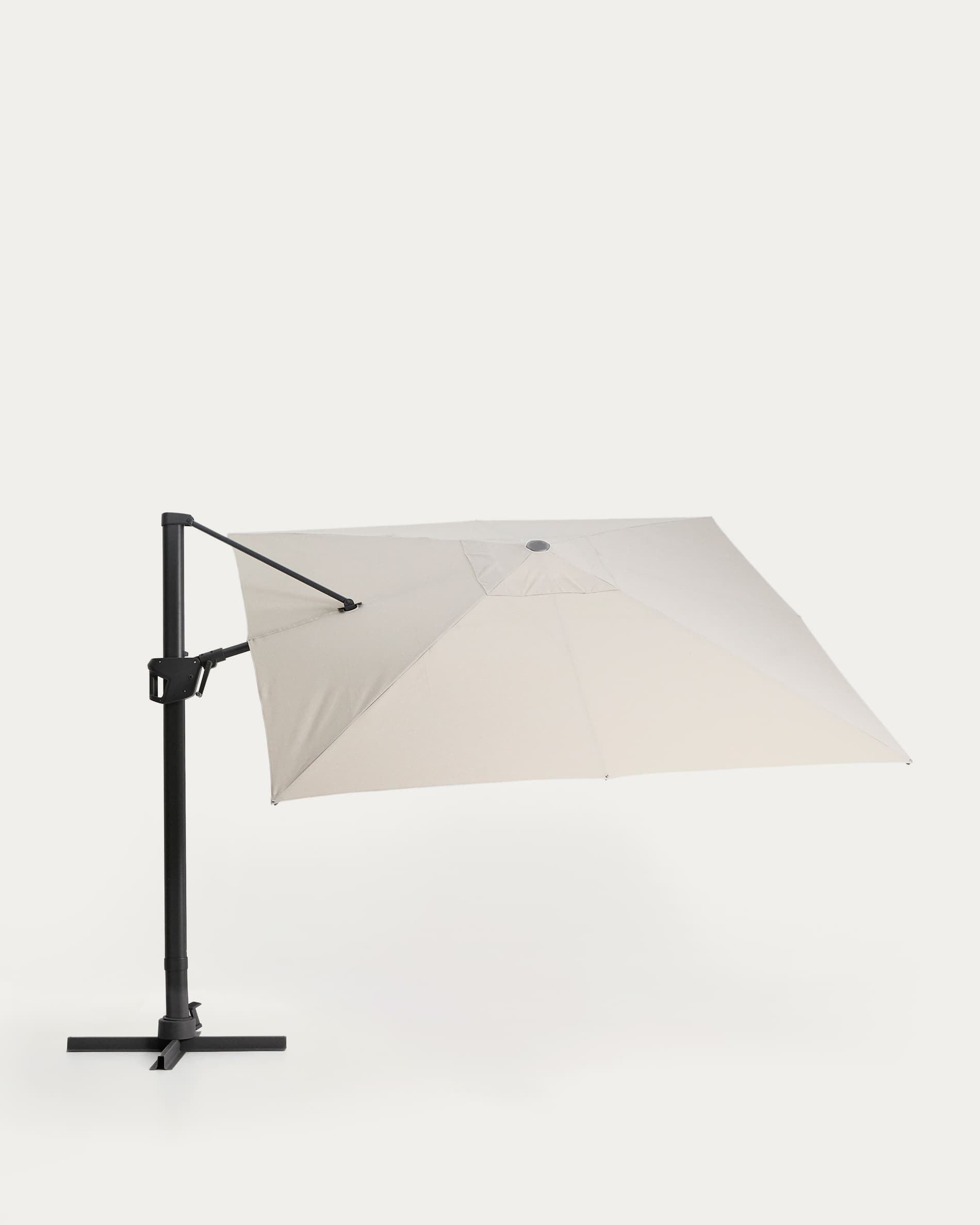 Noli beige cantilever parasol with graphite aluminium structure 300 x 300cm
