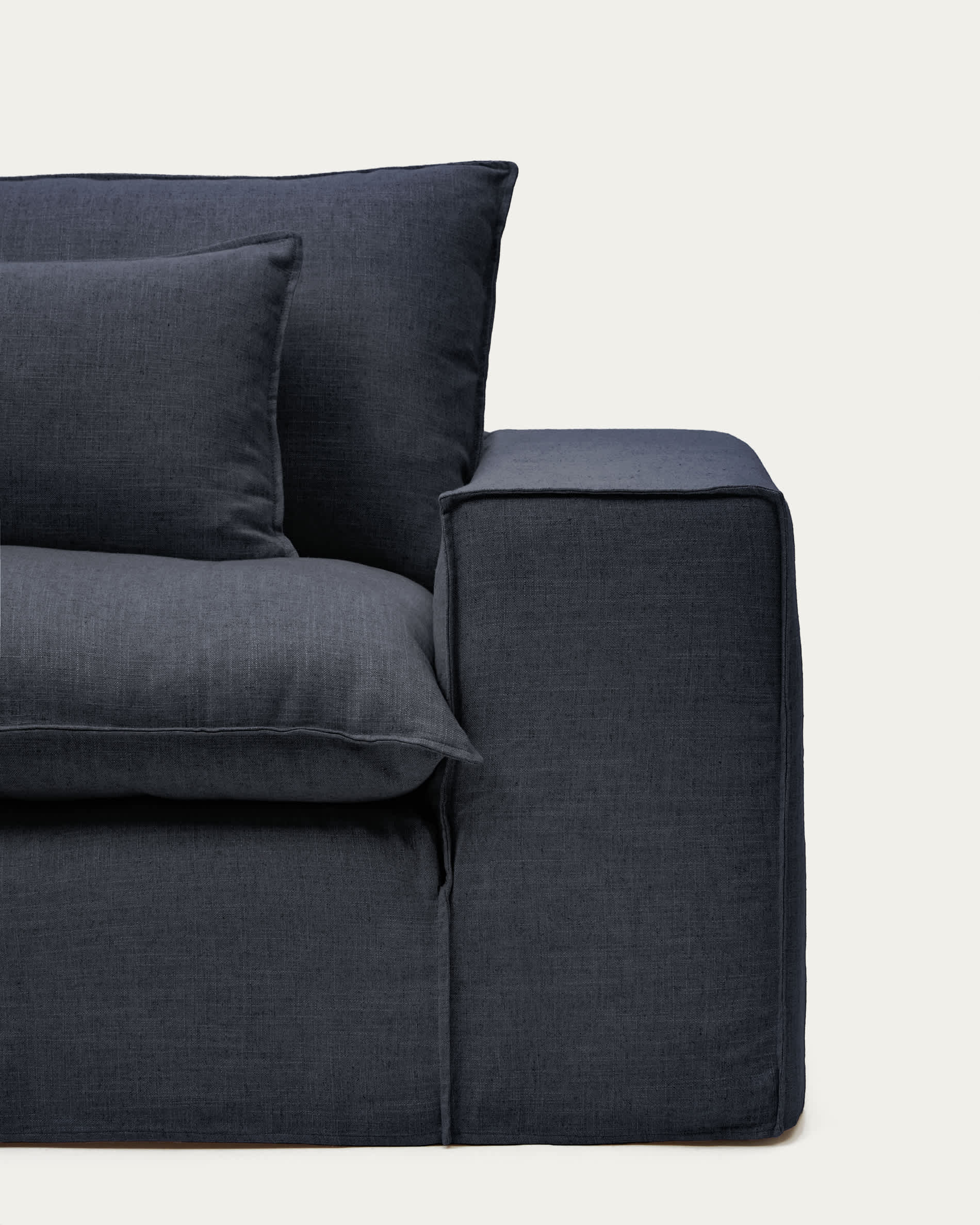 Anarela dark grey linen and viscose 2-seater sofa with removable cover 240 cm FSC Mix Credit
