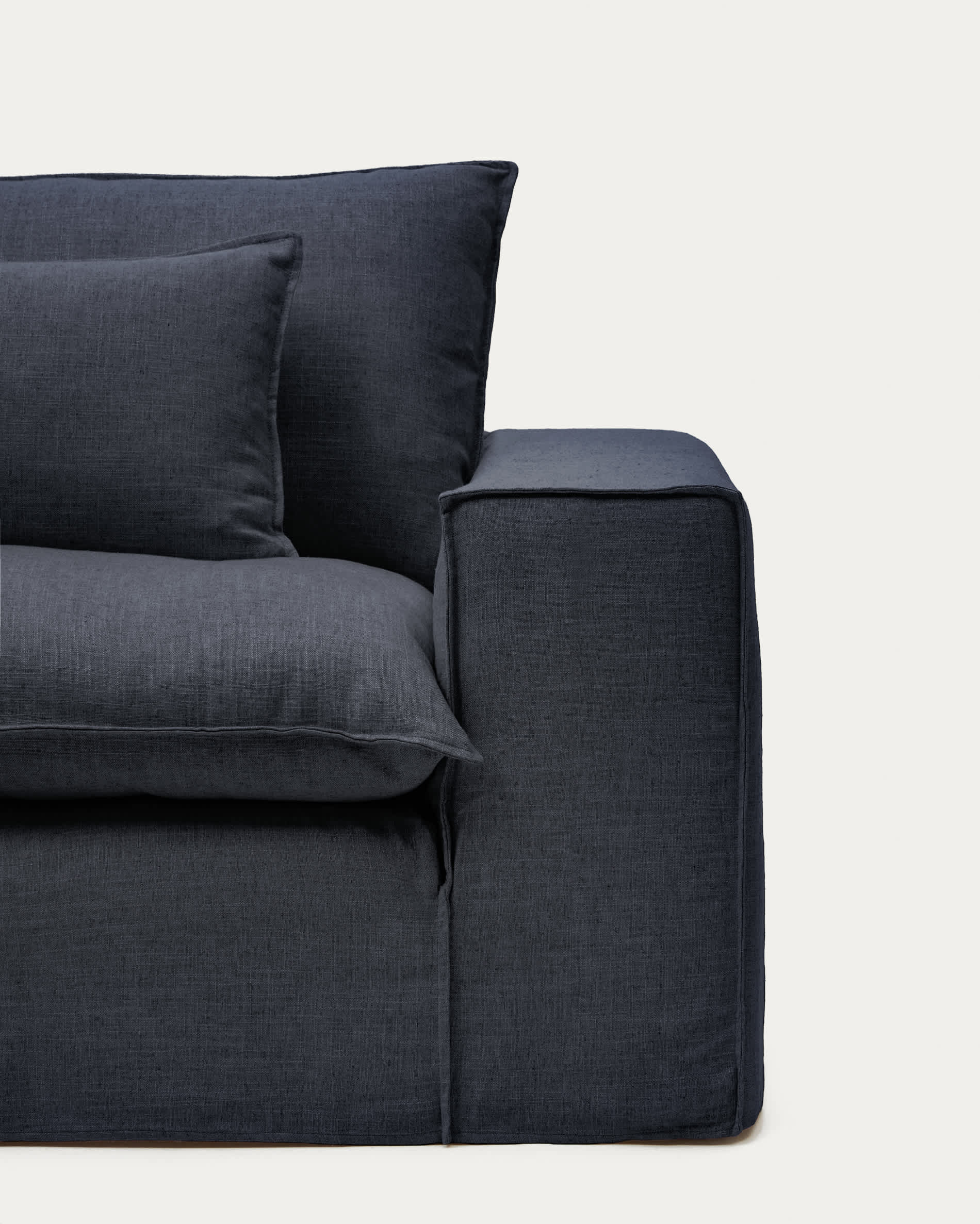 Anarela dark grey linen and viscose 2-seater sofa with removable cover 220 cm FSC Mix Credit
