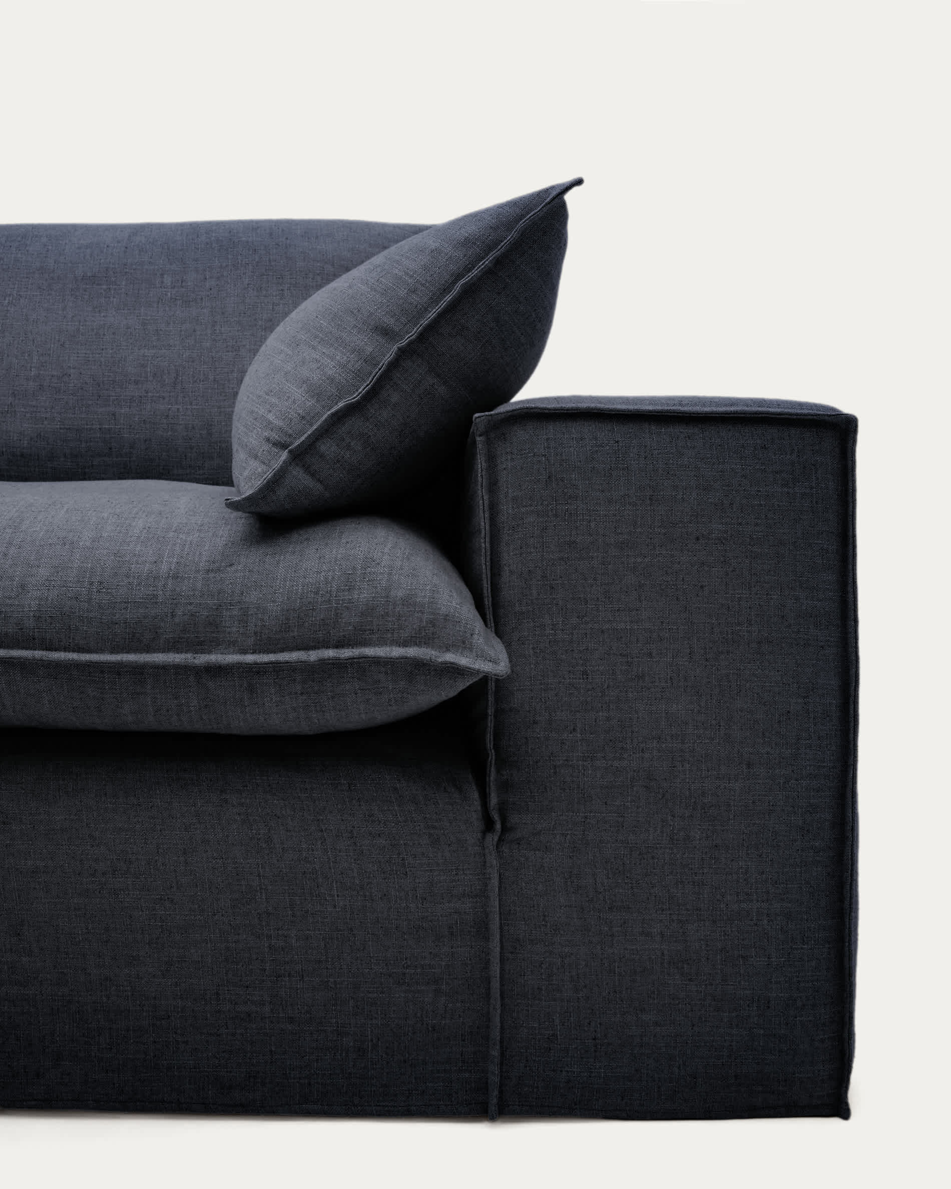 Anarela dark grey linen and viscose 3-seater sofa with removable cover 280 cm FSC Mix Credit