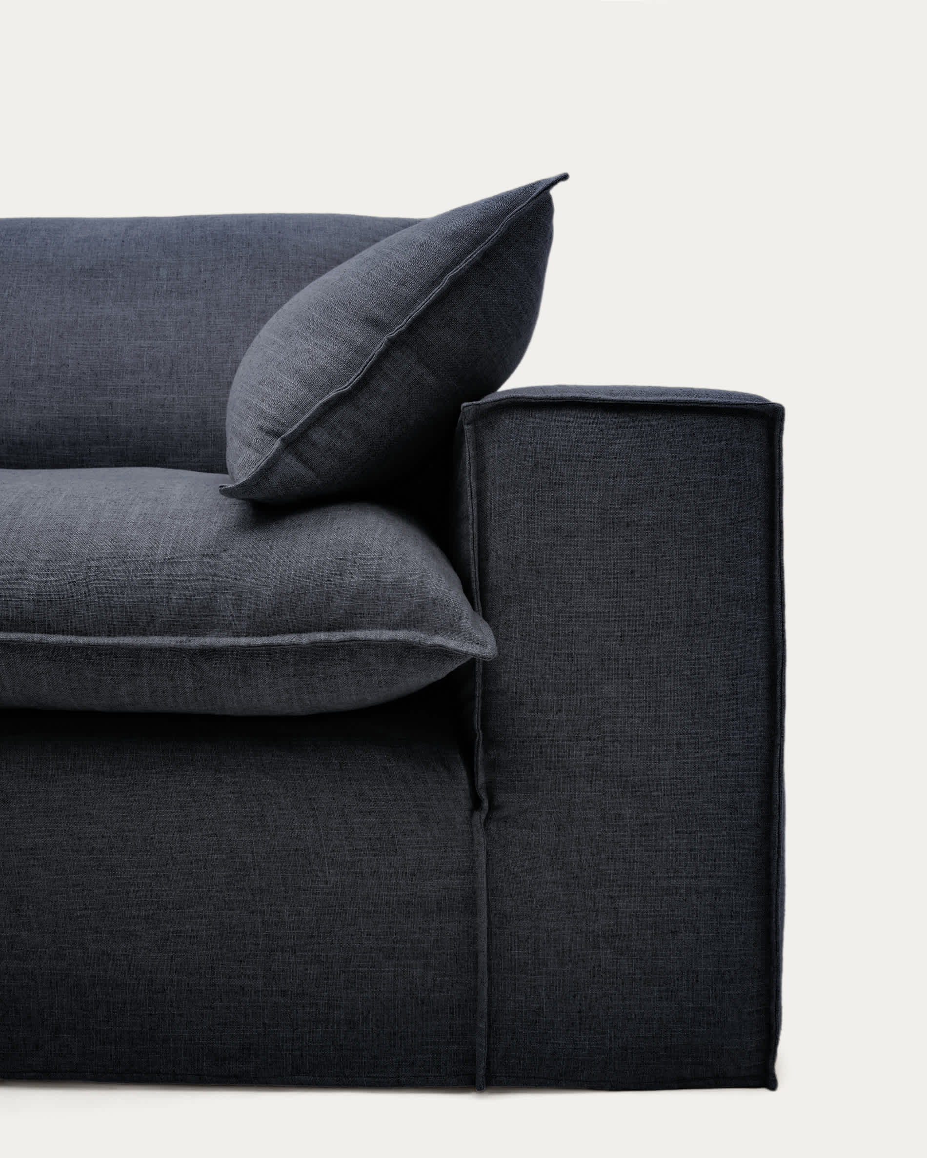Anarela dark grey linen and viscose 3-seater sofa with removable cover 260 cm FSC Mix Credit