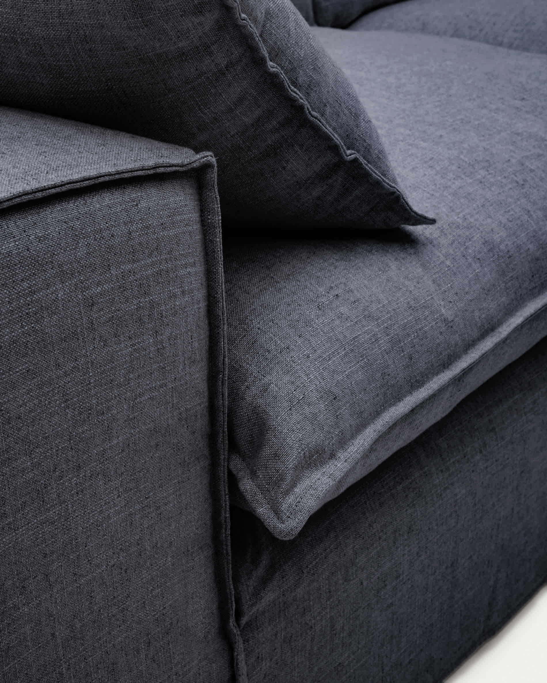 Anarela dark grey linen and viscose 3-seater sofa with removable cover 260 cm FSC Mix Credit