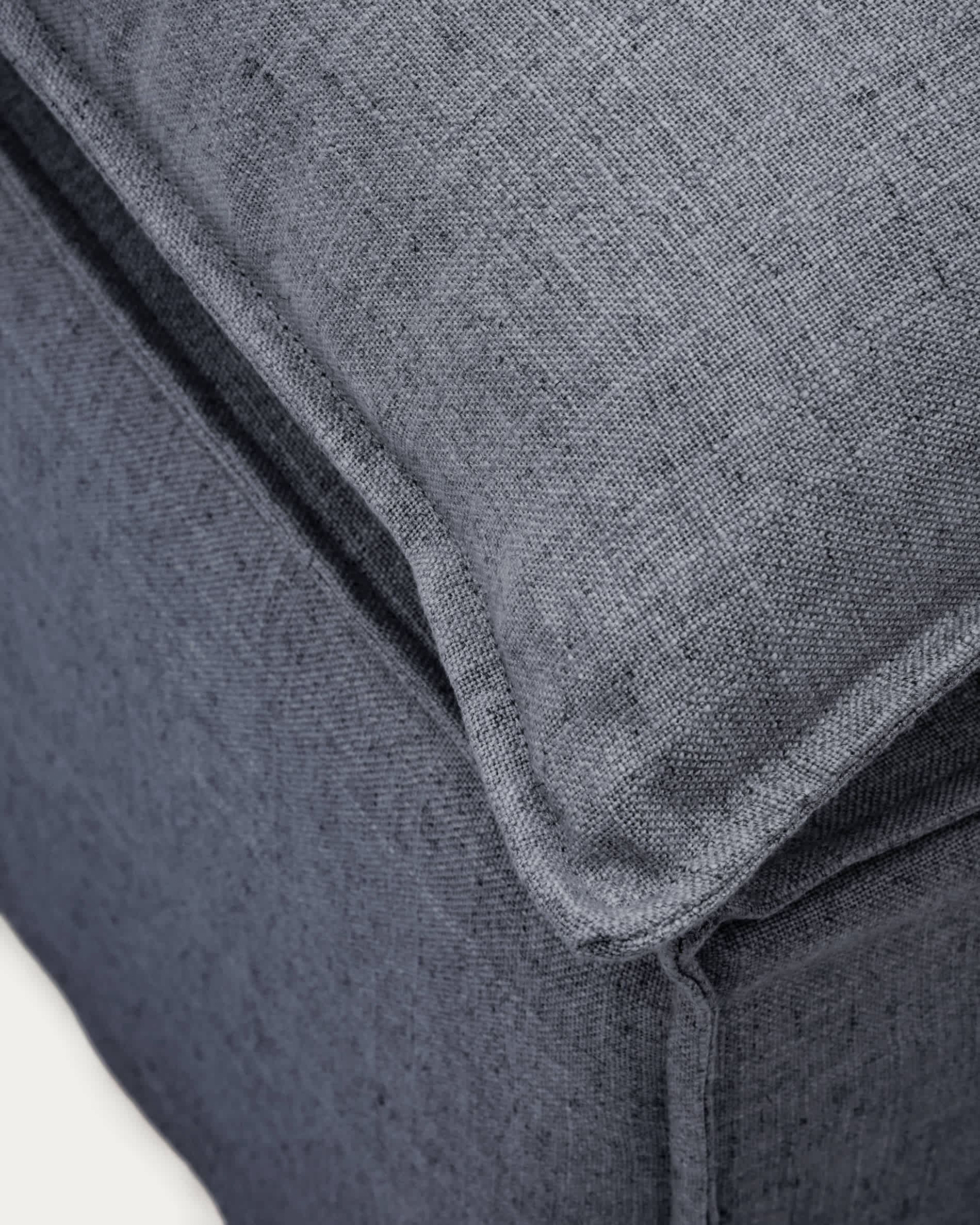 Anarela dark grey linen and viscose footrest with removable cover and cushion 80 x 80cm FSC Mix Credit