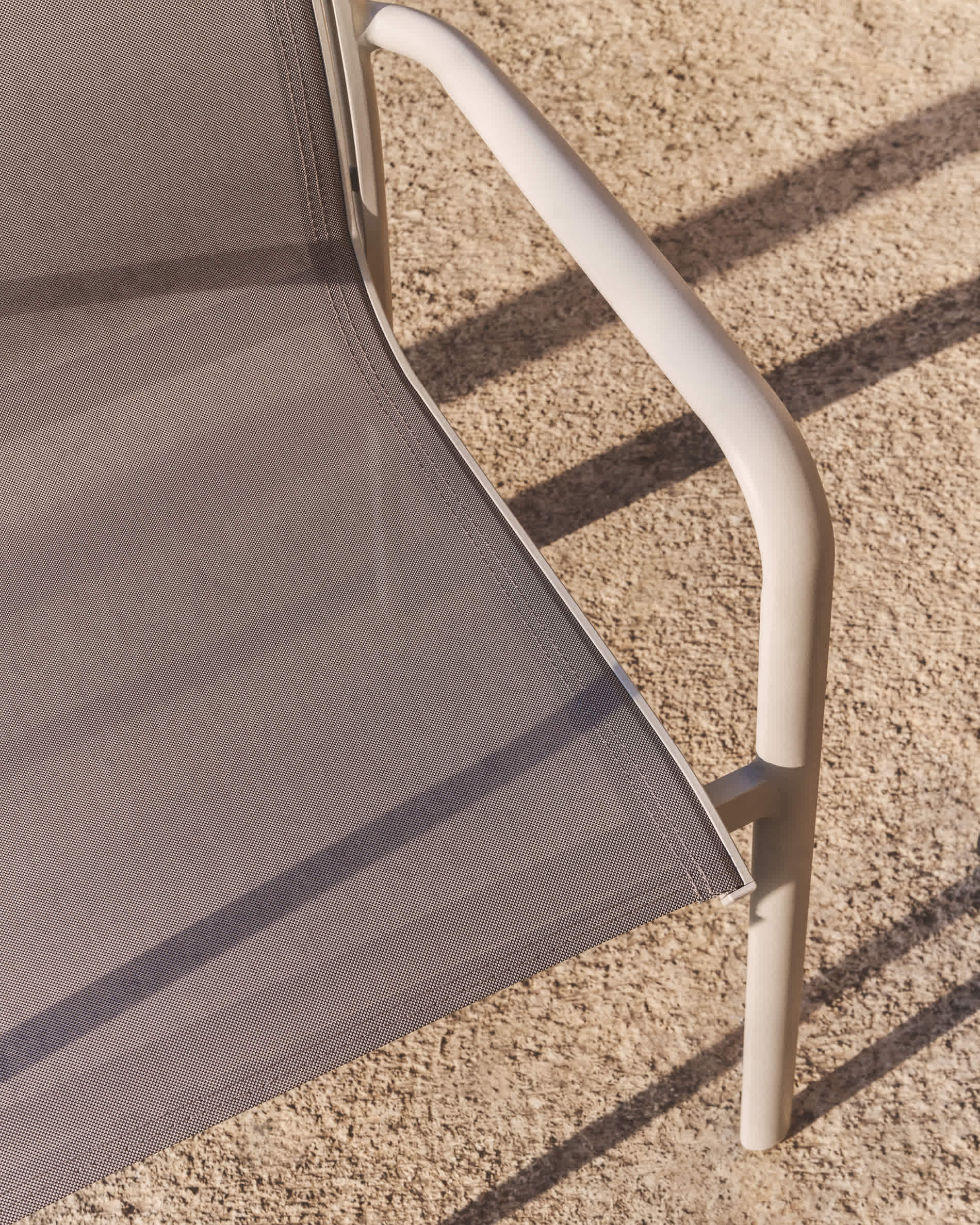 Luri stackable outdoor chair in ecru aluminium and beige texteline