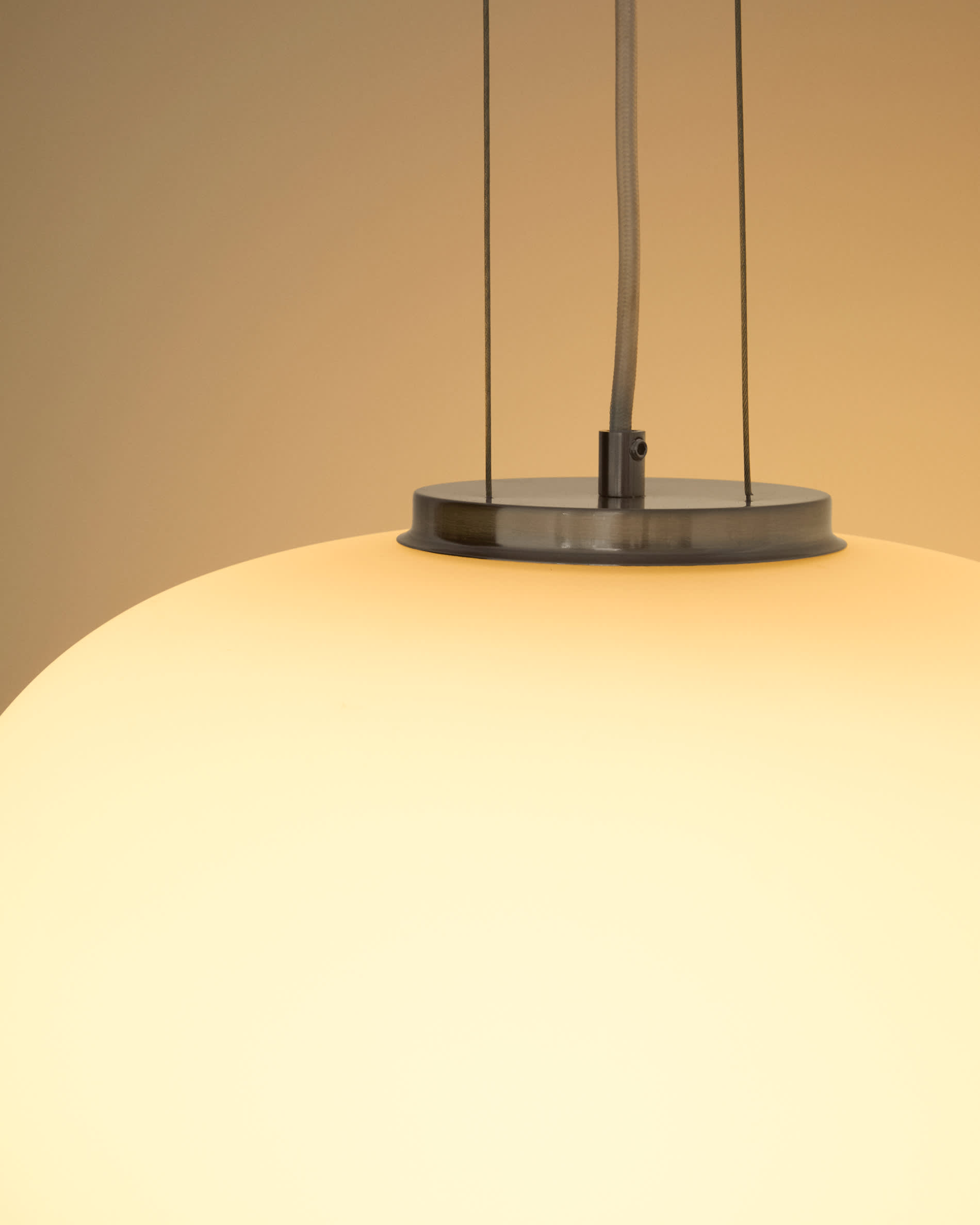 Ardali ceiling lamp in smoked glass and steel with brushed finish Ø40cm