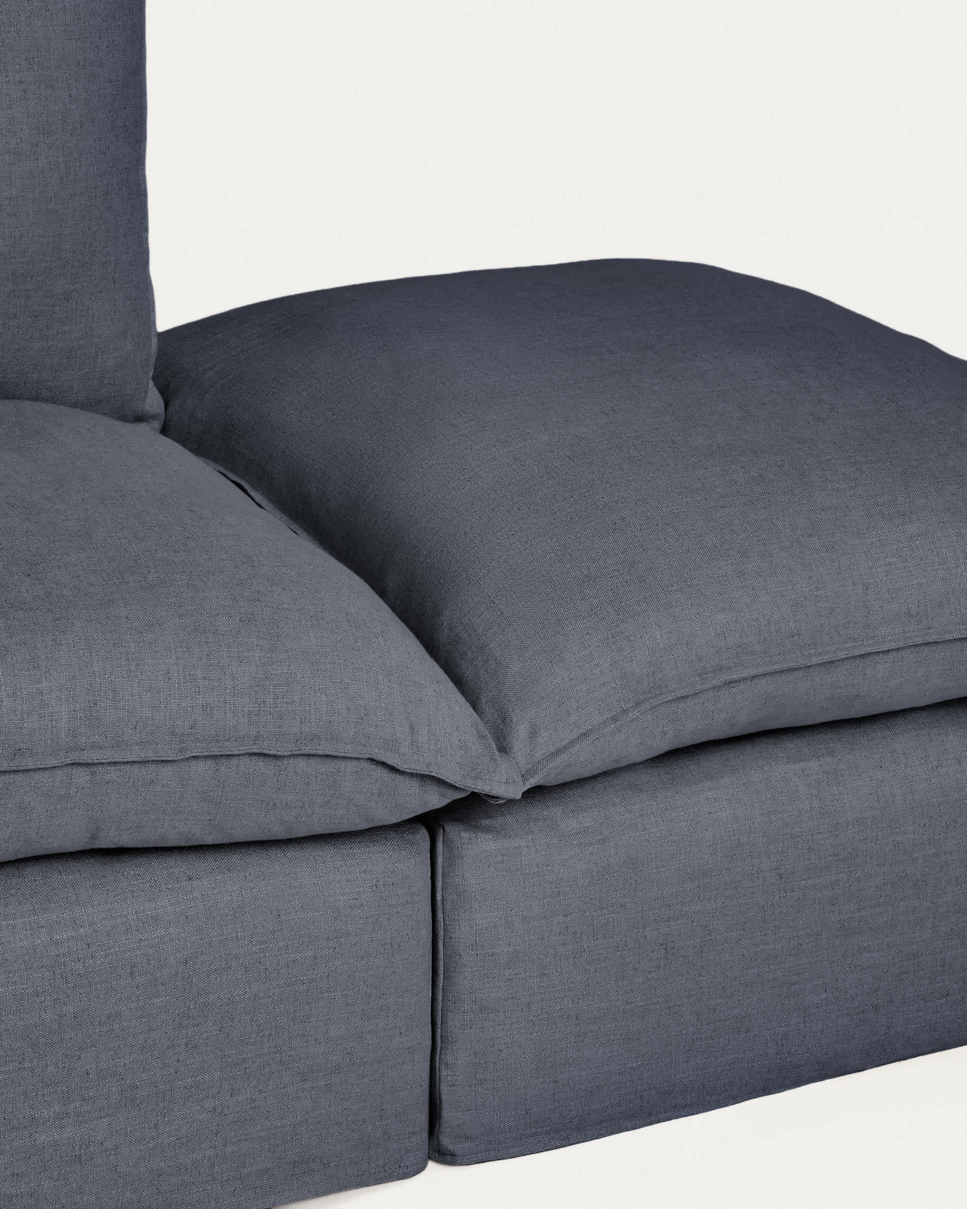 Anarela dark grey linen and viscose 2-seater modular sofa with end module and removable cover 270cm FSC Mix Credit
