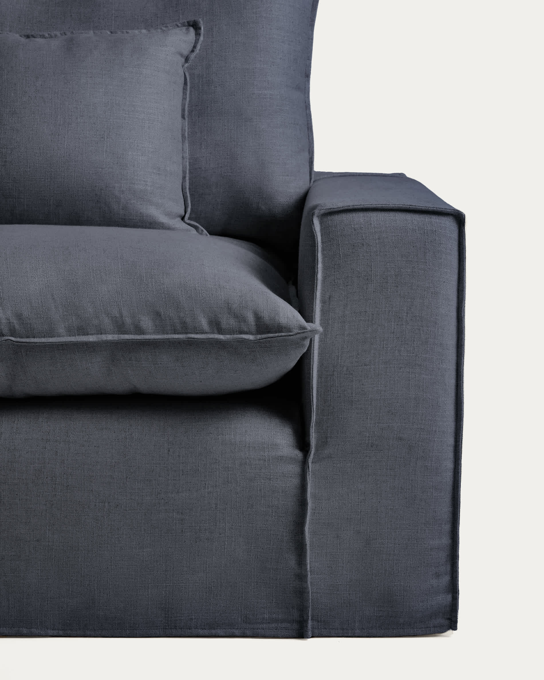 Anarela dark grey linen and viscose 4-seater modular corner sofa with removable cover 287 x 307 cm FSC Mix Credit