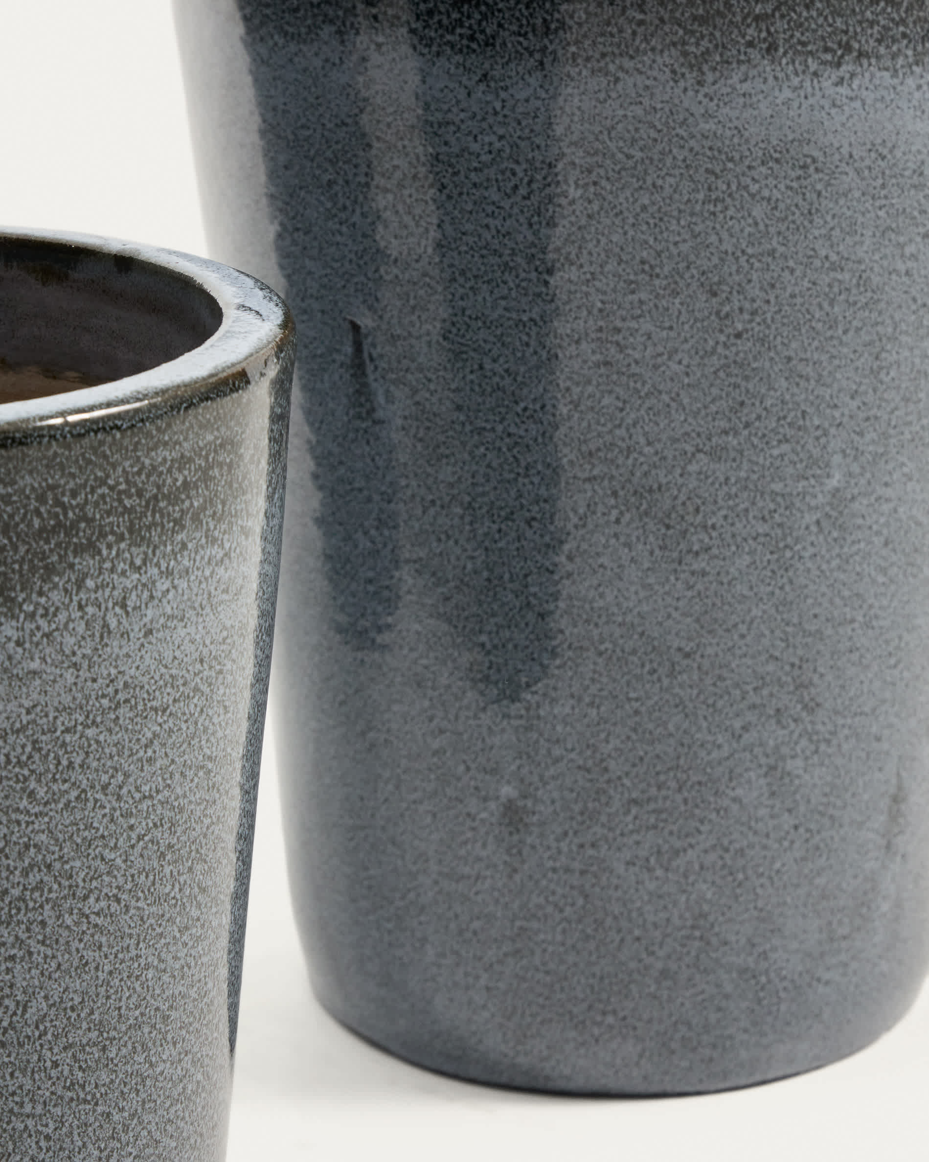 Rotja set of 3 terracotta planters with glazed blue finish Ø 26 / 35 / 47 cm