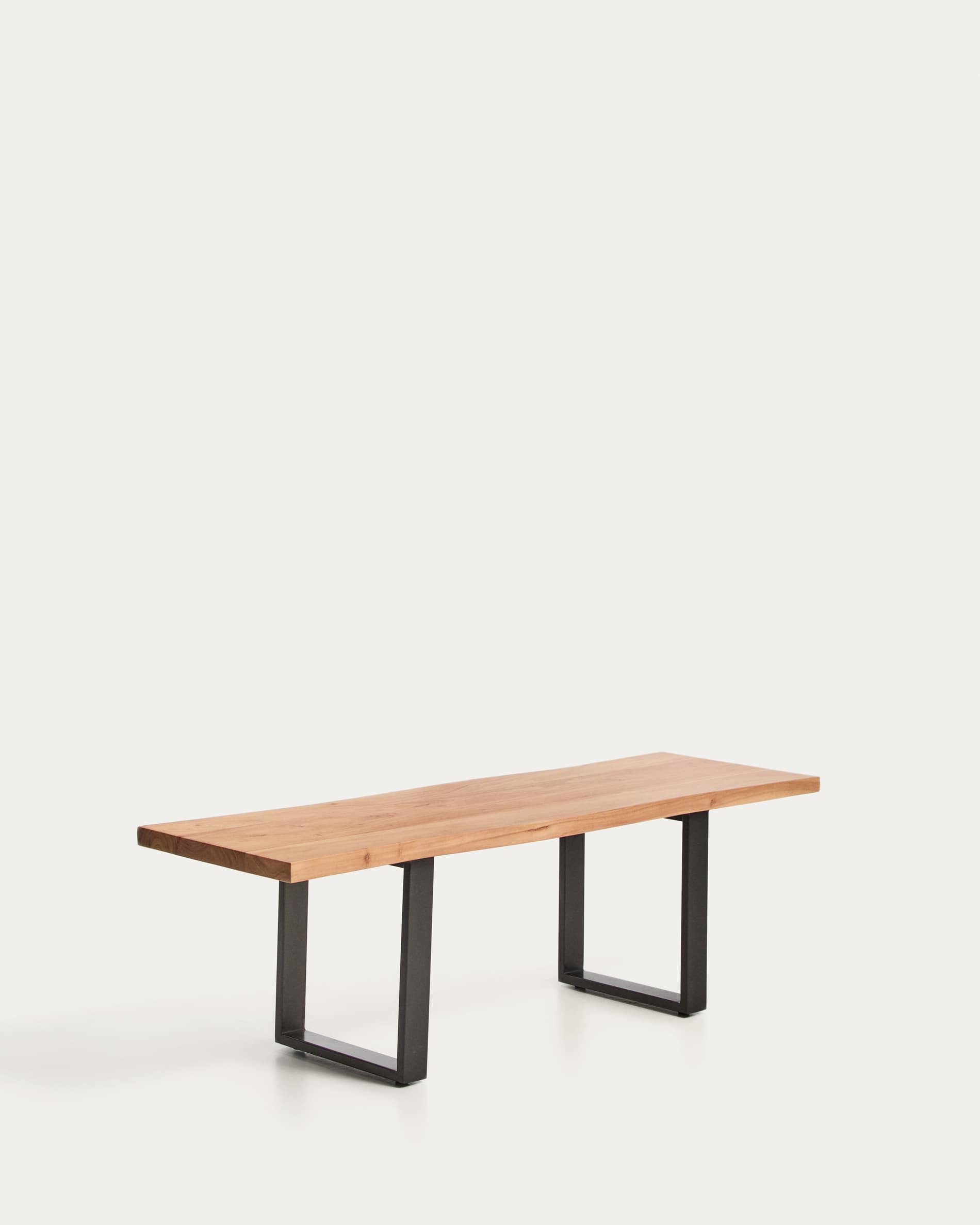 Uxue bench in solid acacia wood with black steel legs 140 x 45 cm