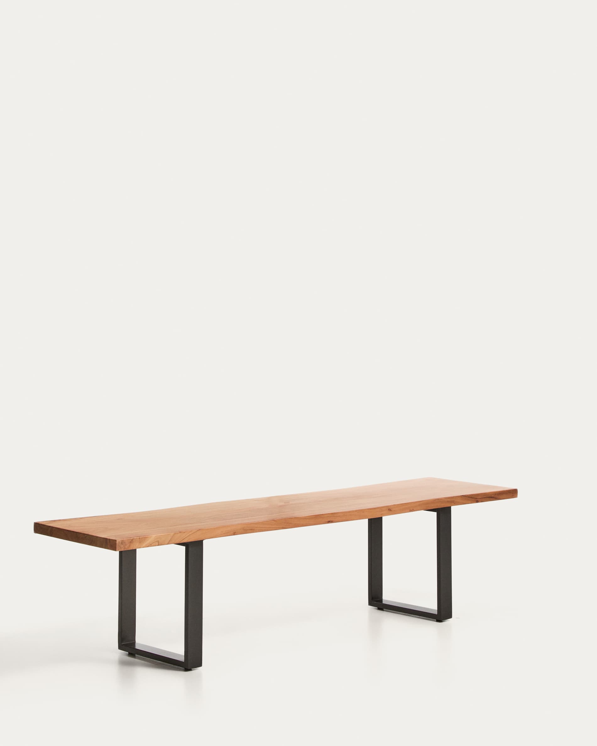 Uxue bench in solid acacia wood with black steel legs 180 x 45 cm