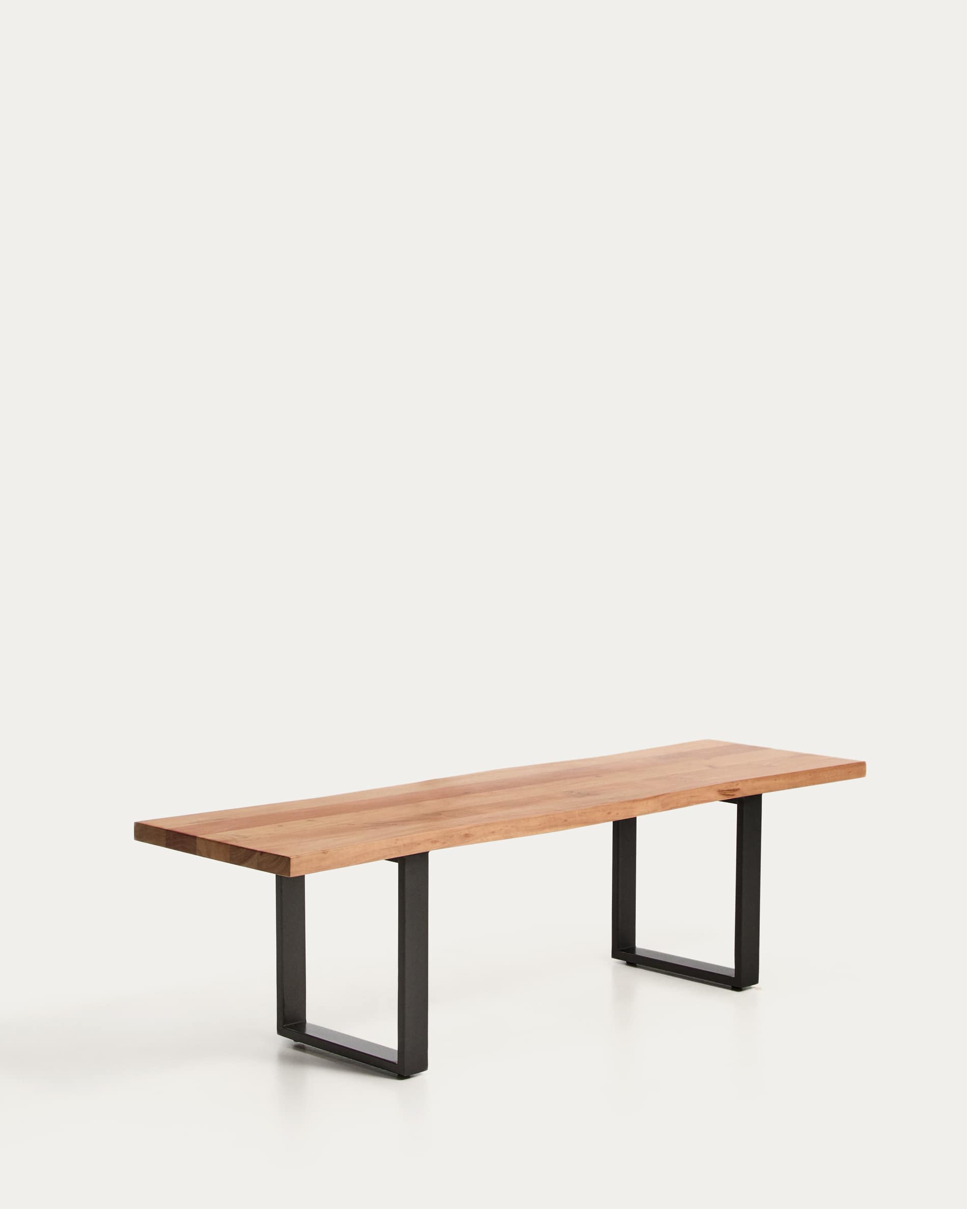Uxue bench in solid acacia wood with black steel legs 160 x 45 cm