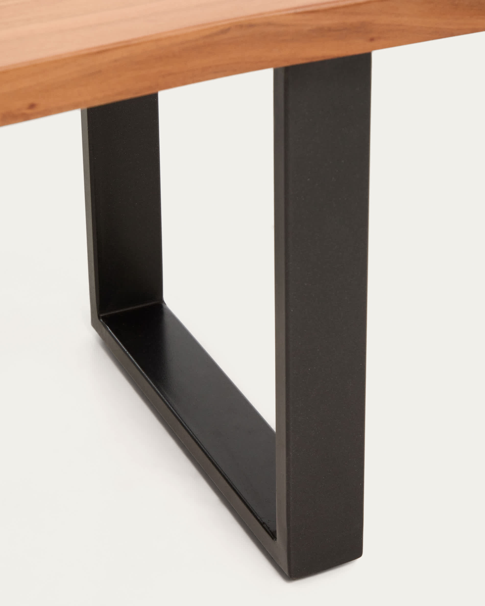 Uxue bench in solid acacia wood with black steel legs 180 x 45 cm