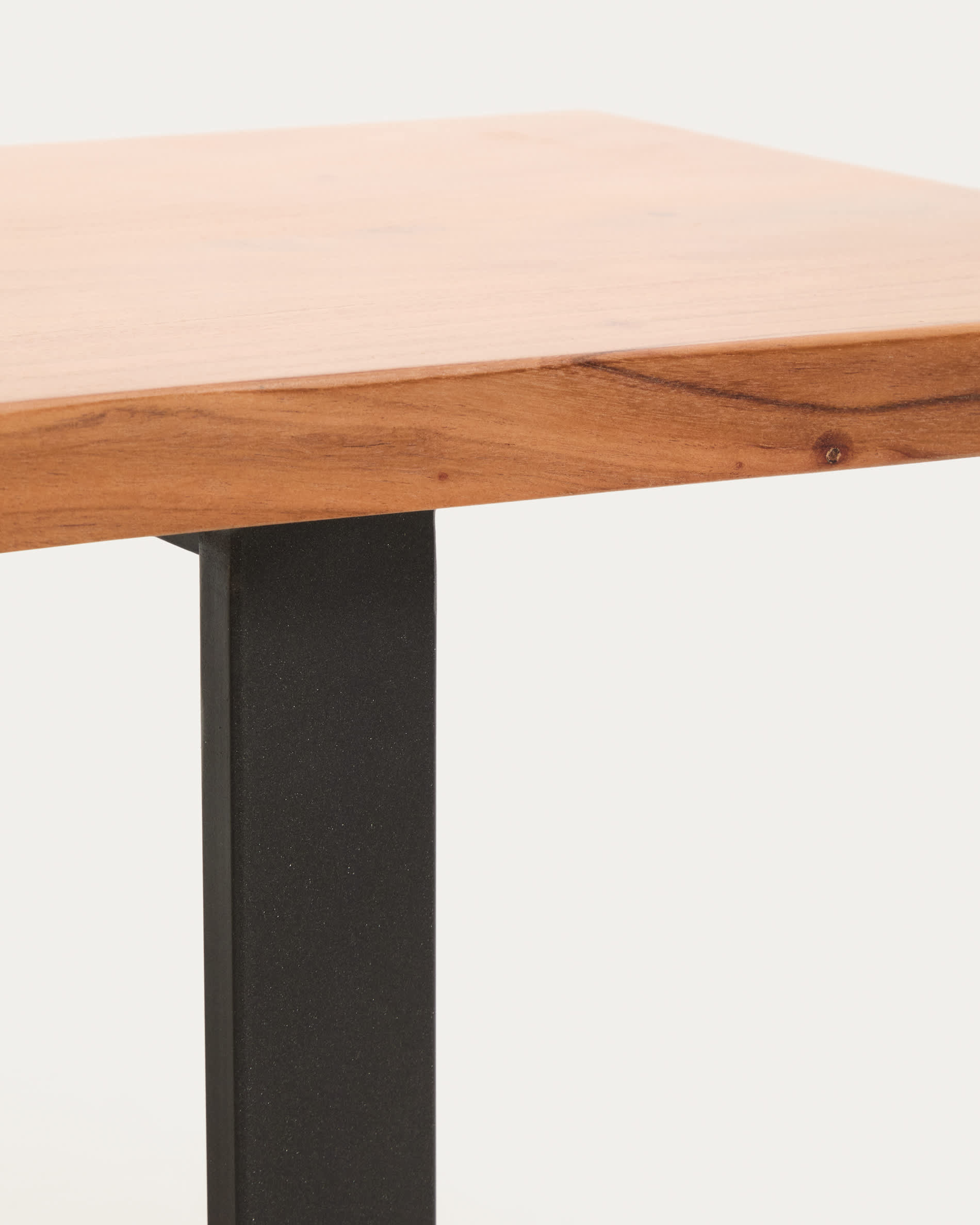 Uxue bench in solid acacia wood with black steel legs 180 x 45 cm