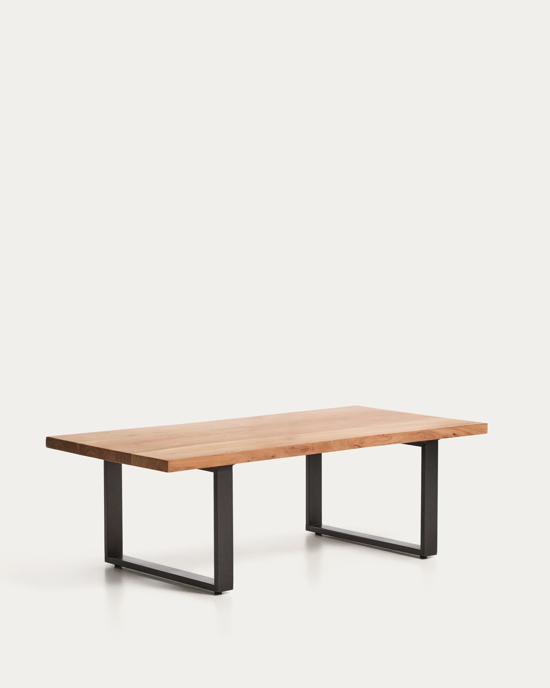 Uxue coffee table in solid acacia wood with black steel legs 130 x 64 cm