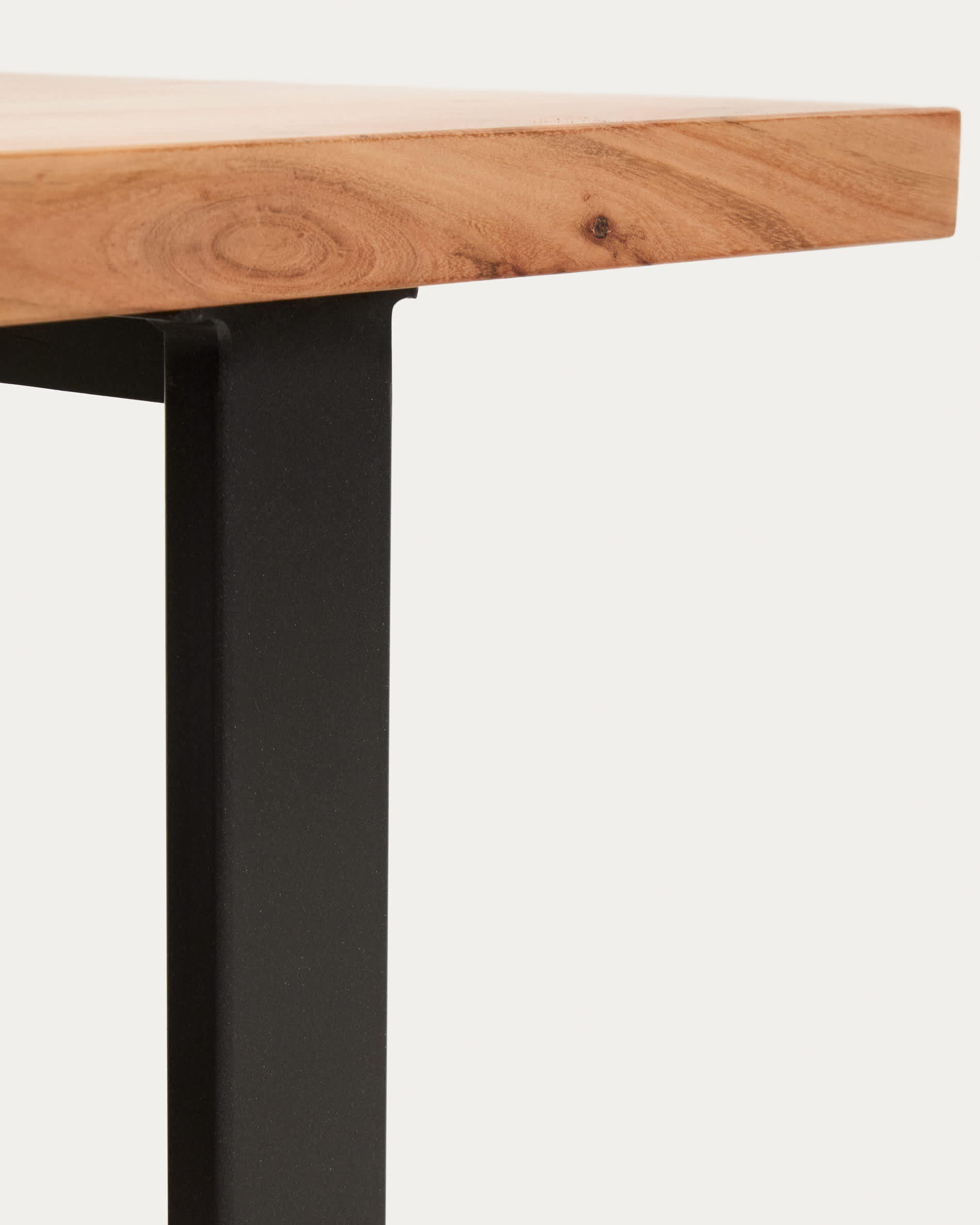 Uxue coffee table in solid acacia wood with black steel legs 130 x 64 cm