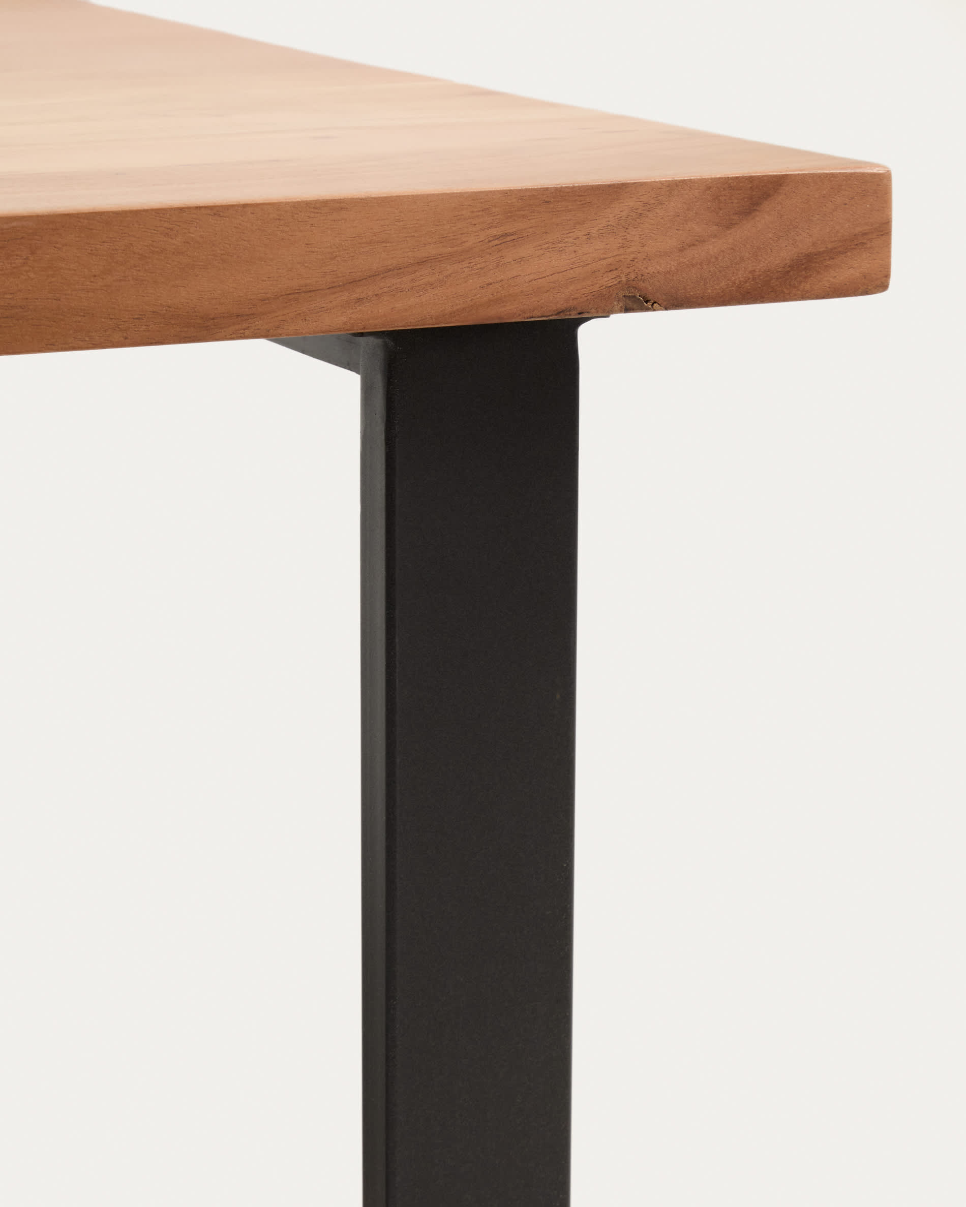 Uxue side table in solid acacia wood with black steel legs 65 x 65 cm