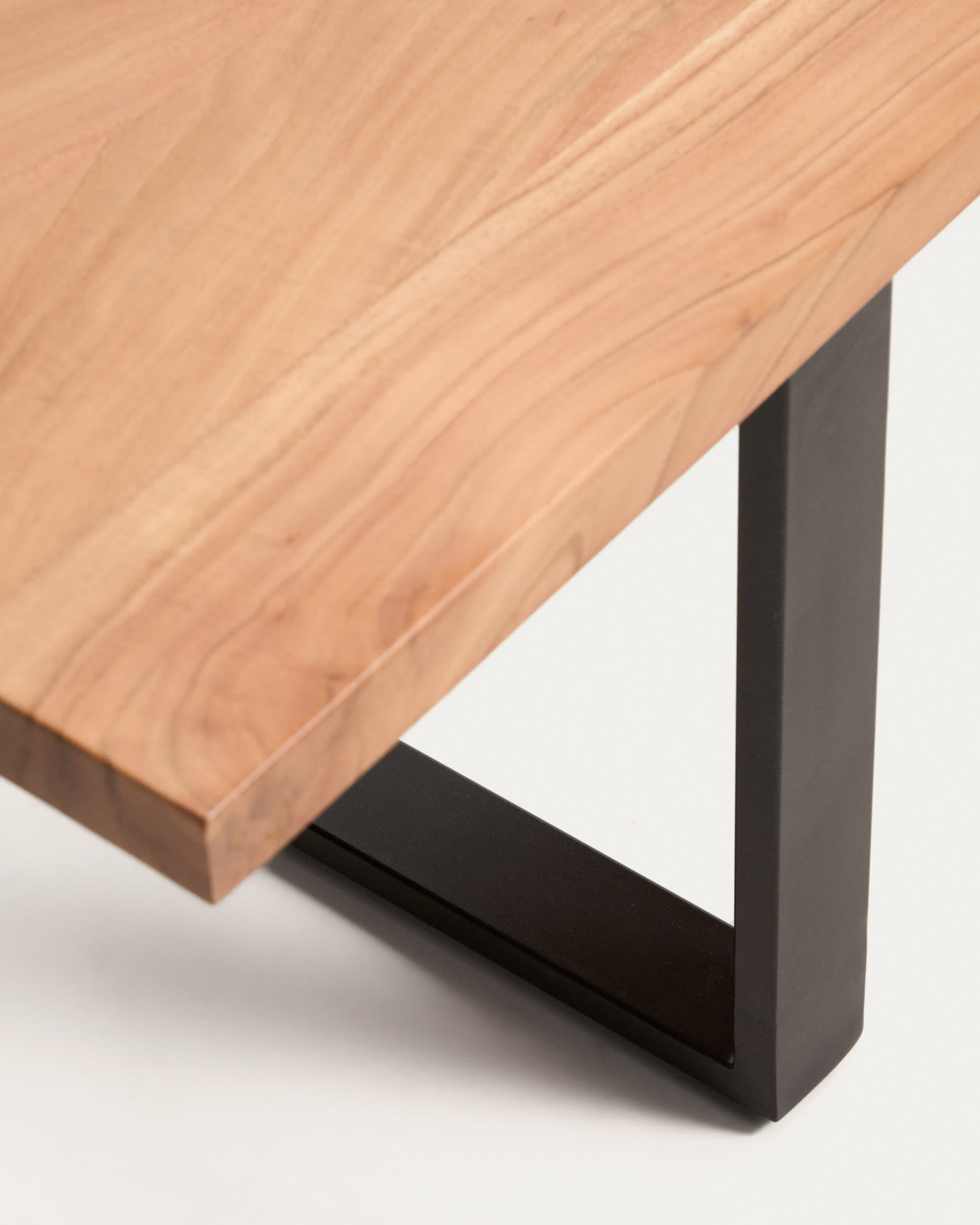 Uxue bench in solid acacia wood with black steel legs 180 x 45 cm