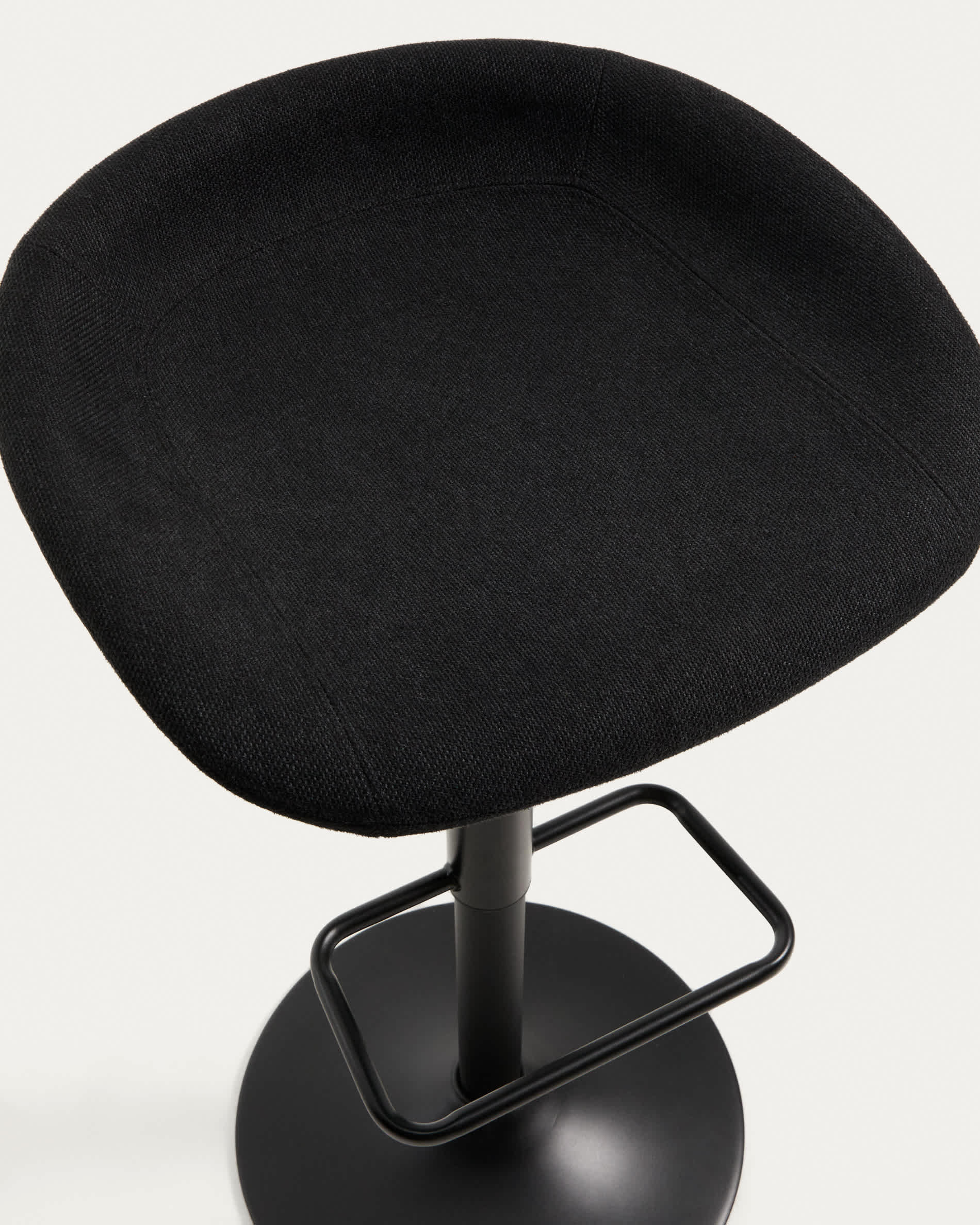Danua stool in black chenille and matte black steel 68-89cm FSC 100%