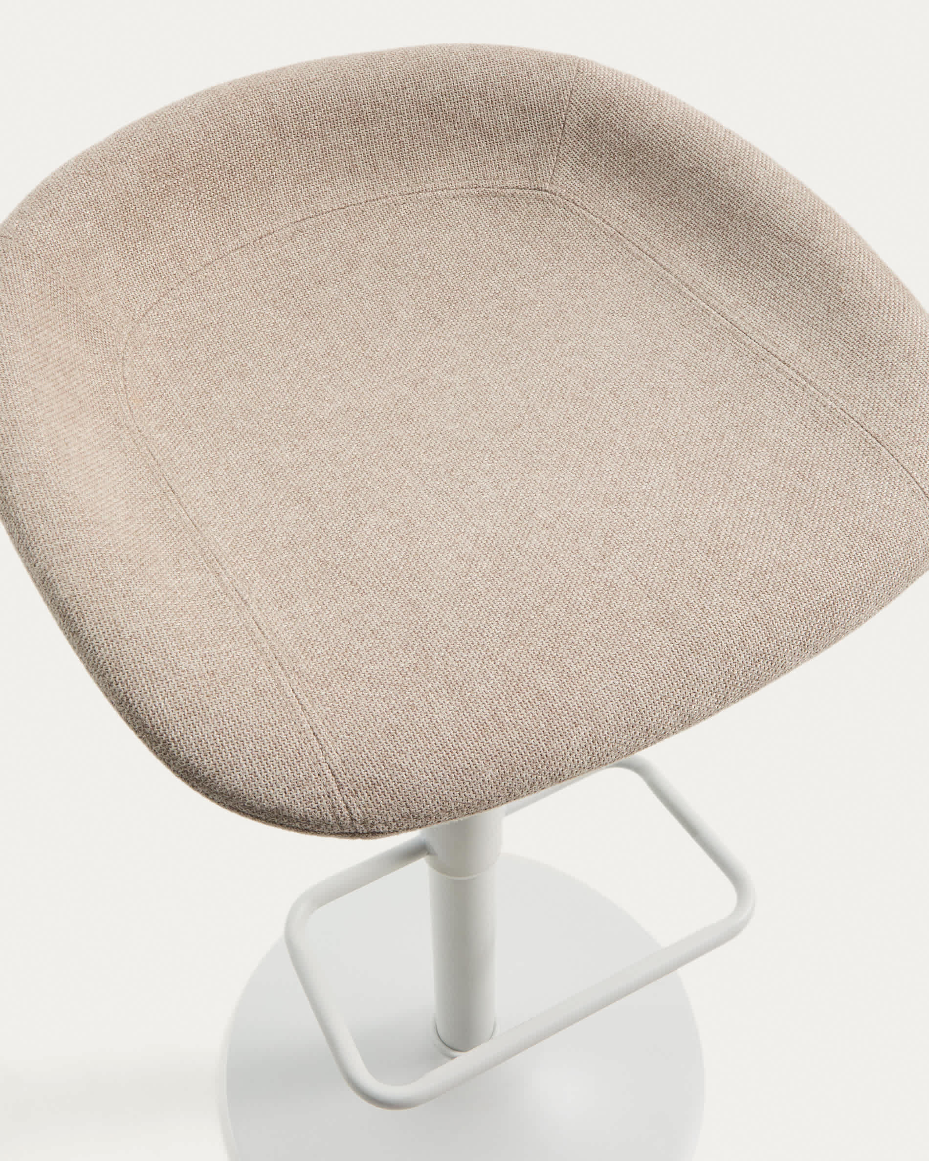 Danua stool in beige chenille and matte white steel 68-89 cm FSC 100%