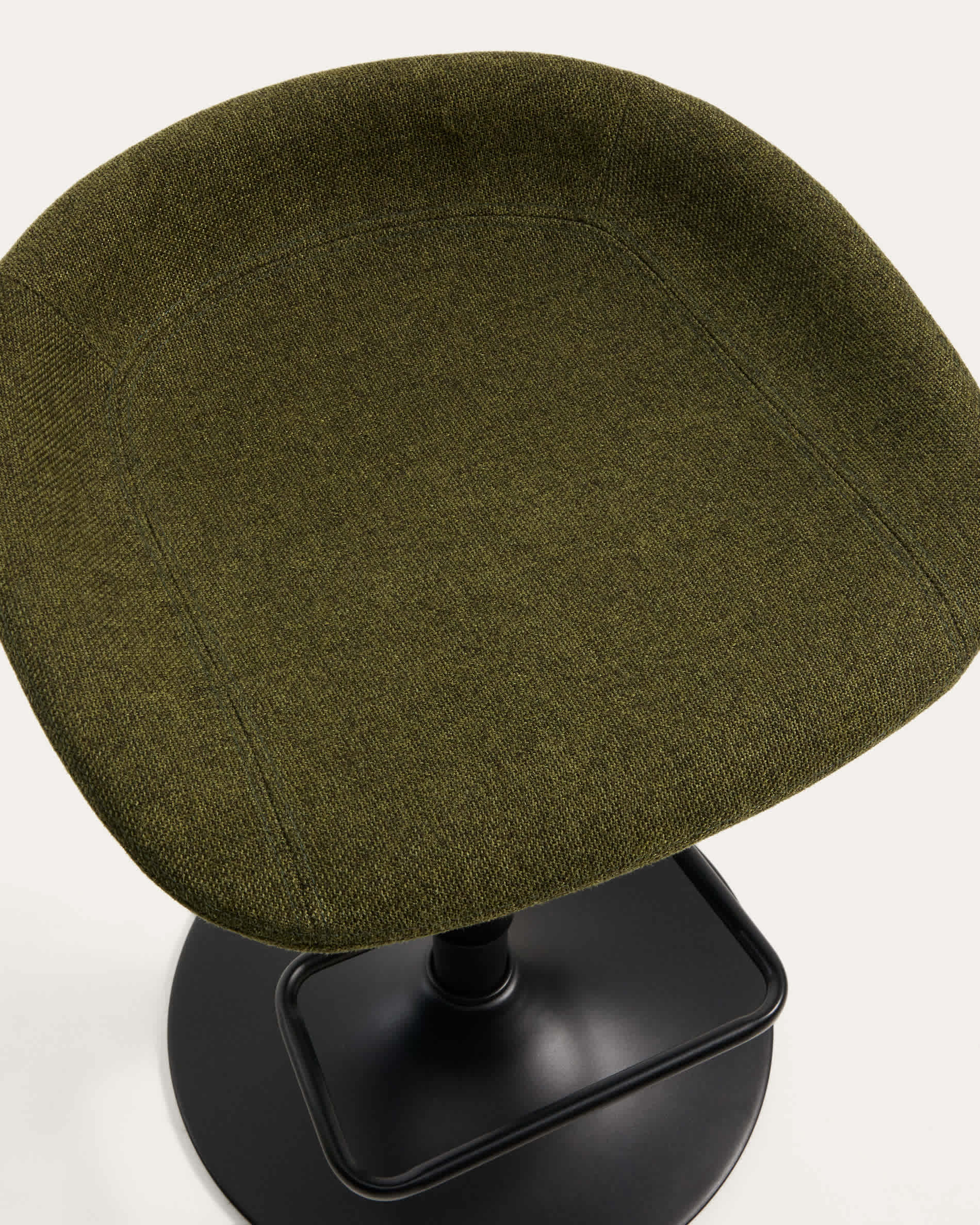 Danua stool in green chenille and matte black steel 68-89cm FSC 100%