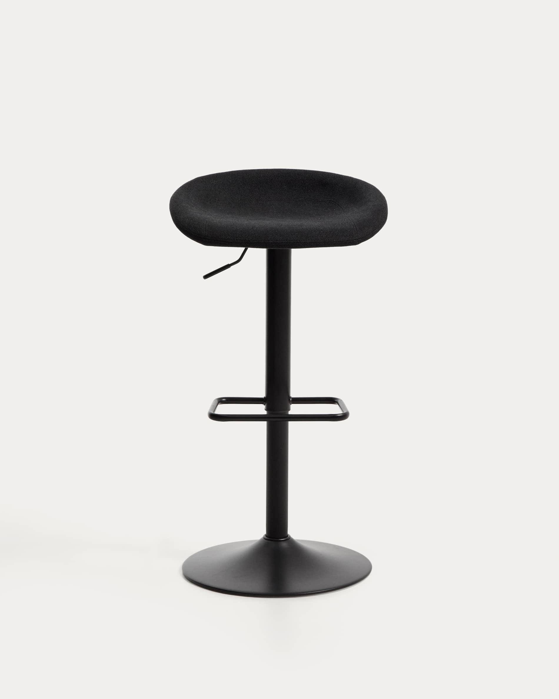 Danua stool in black chenille and matte black steel 68-89cm FSC 100%