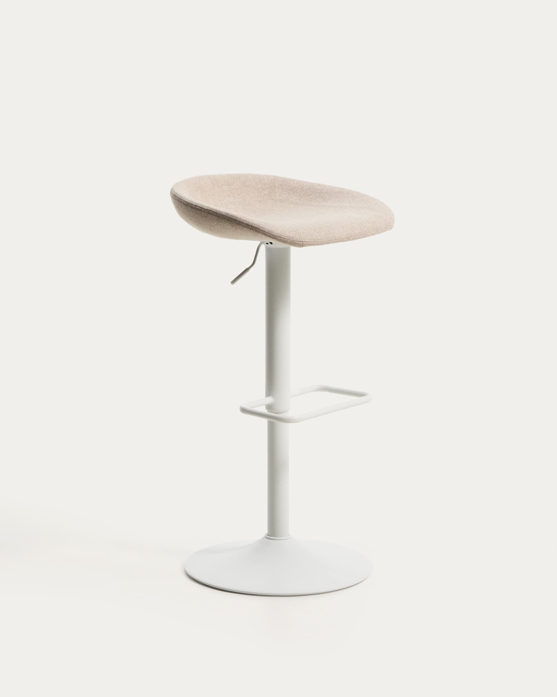 Danua stool in beige chenille and matte white steel 68-89 cm FSC 100%