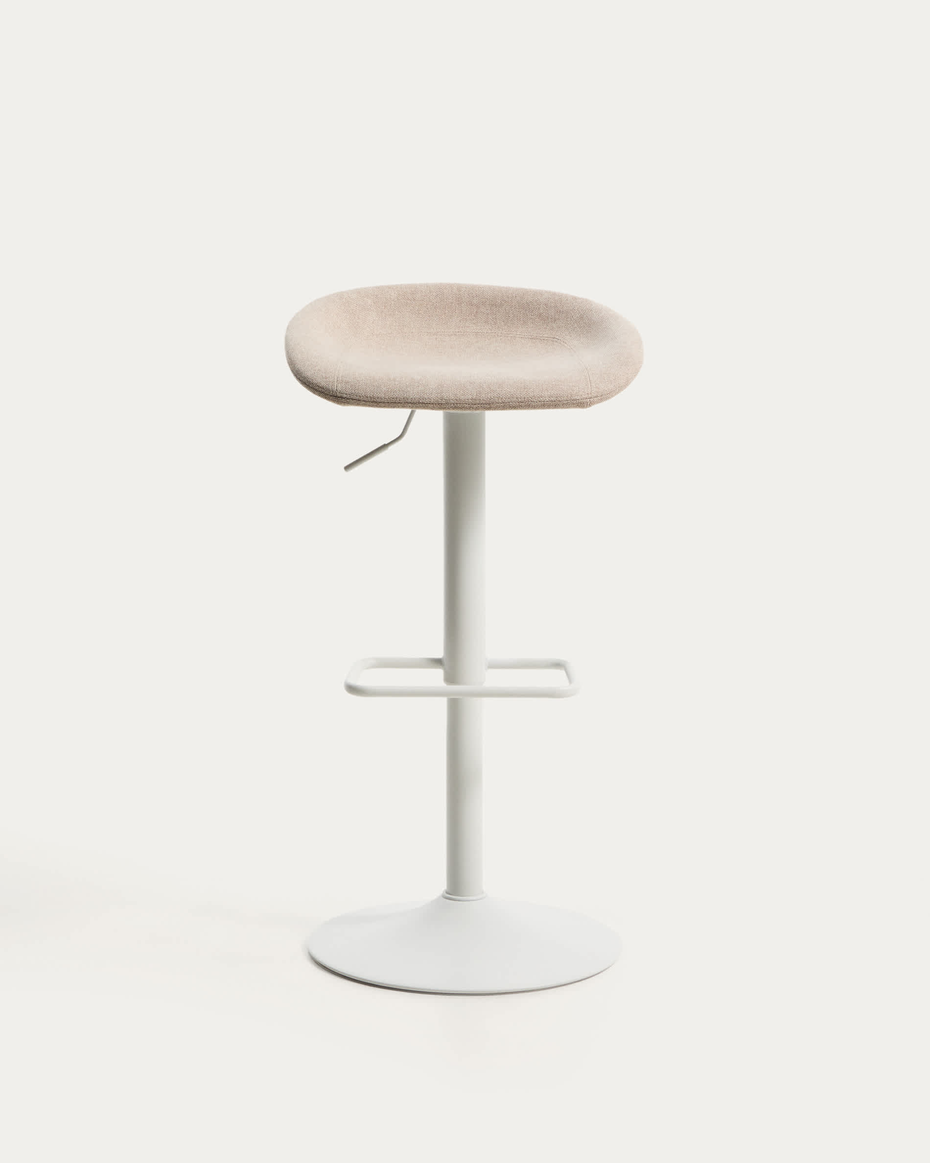 Danua stool in beige chenille and matte white steel 68-89 cm FSC 100%