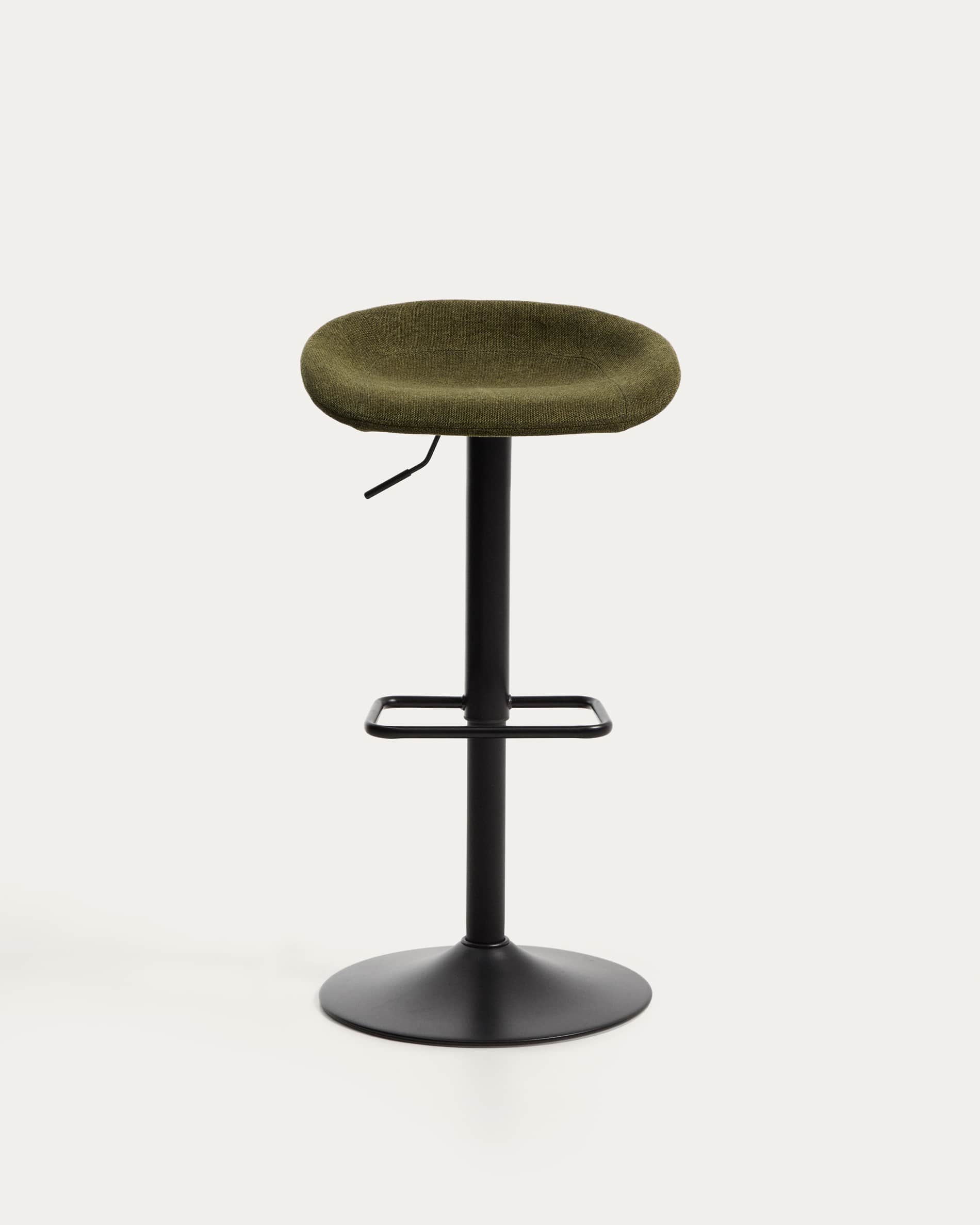 Danua stool in green chenille and matte black steel 68-89cm FSC 100%