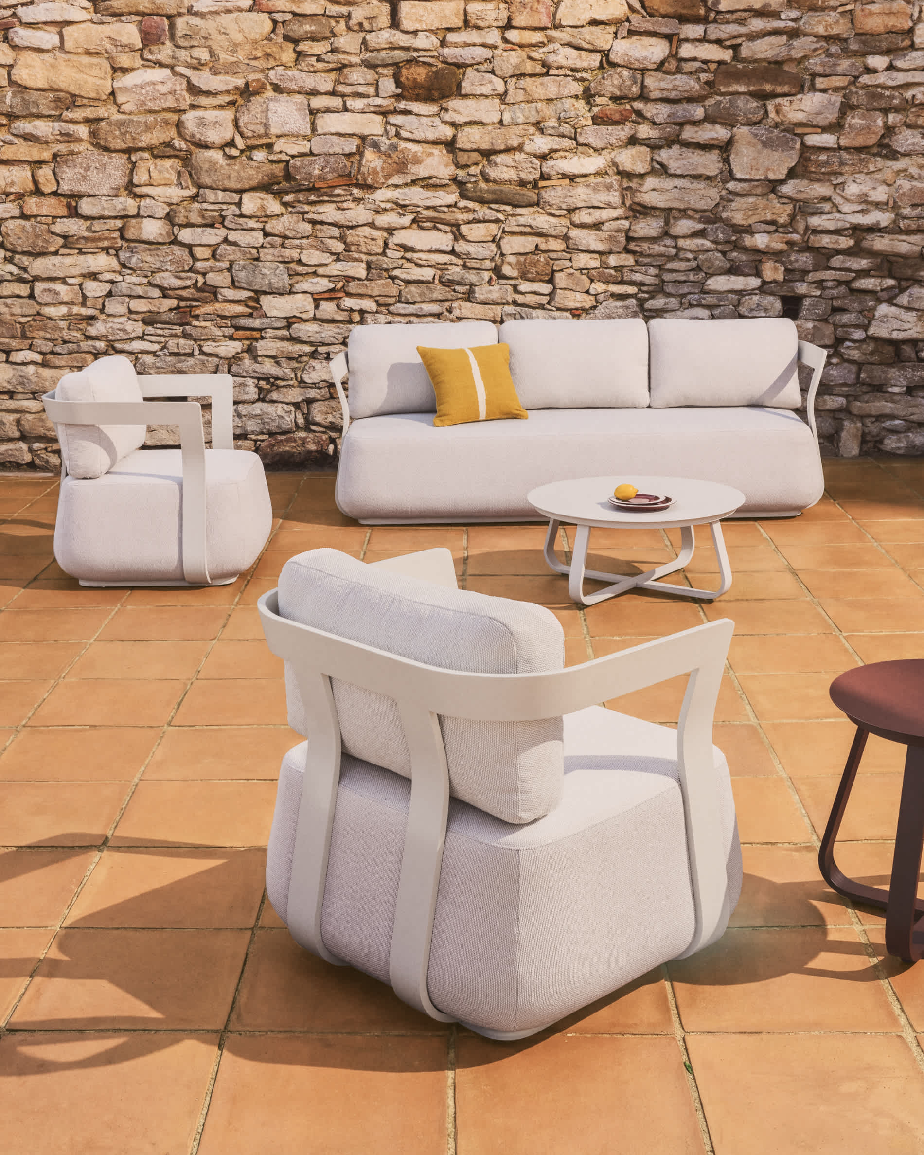 Tamaris ecru aluminium 3-seater sofa 217 cm