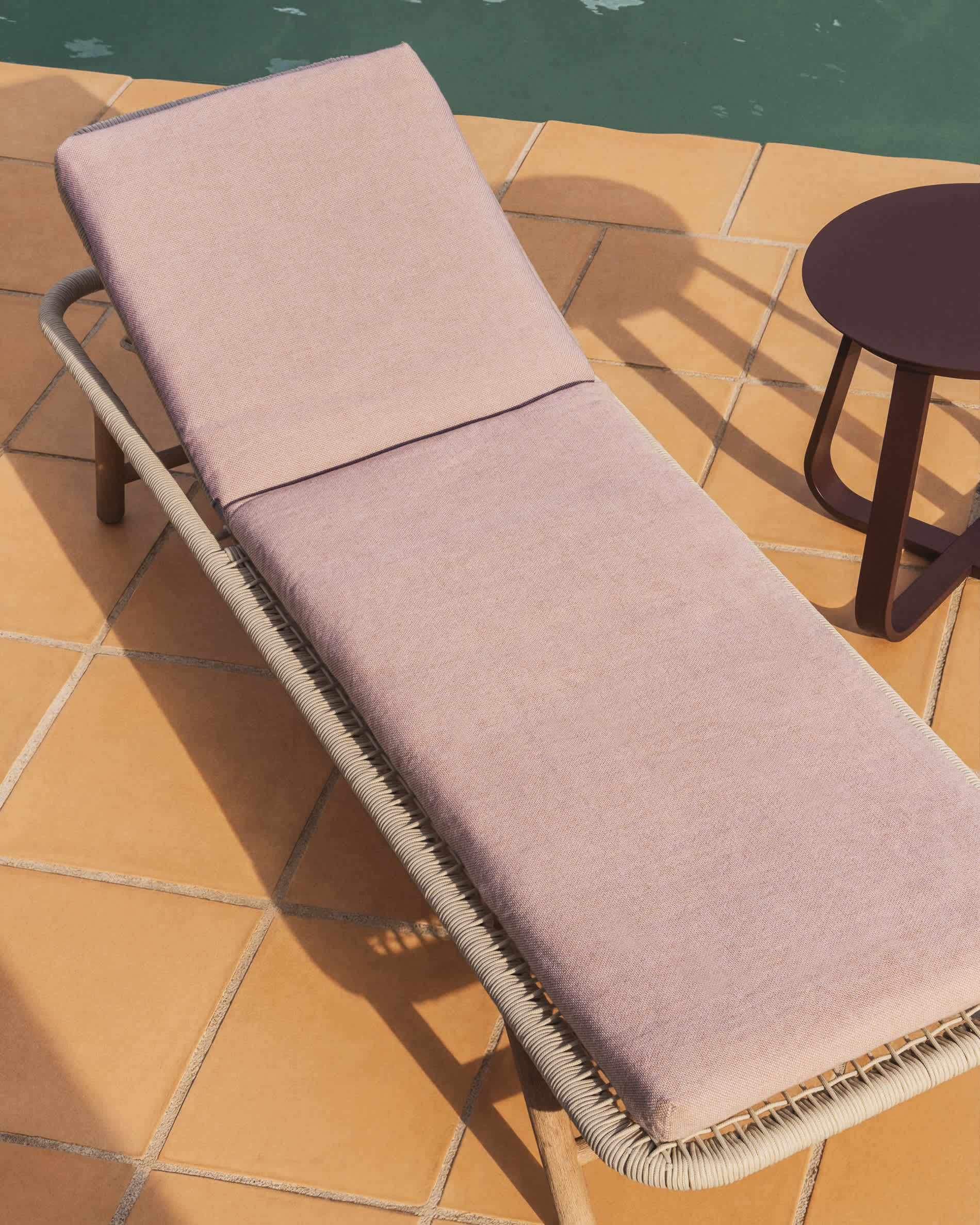 Maoni beige 100% PET sun lounger cushion 50 x 175cm