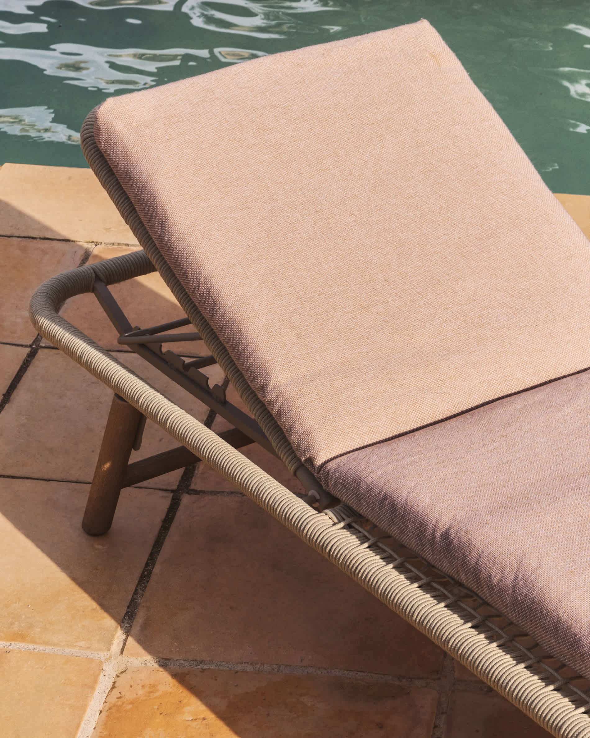 Maoni beige 100% PET sun lounger cushion 50 x 175cm