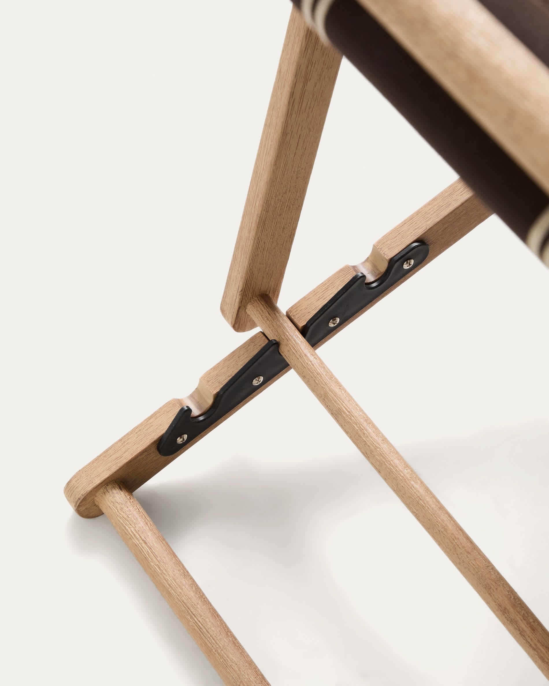 Vilara brown and beige striped outdoor folding deck chair made of FSC 100% solid acacia wood