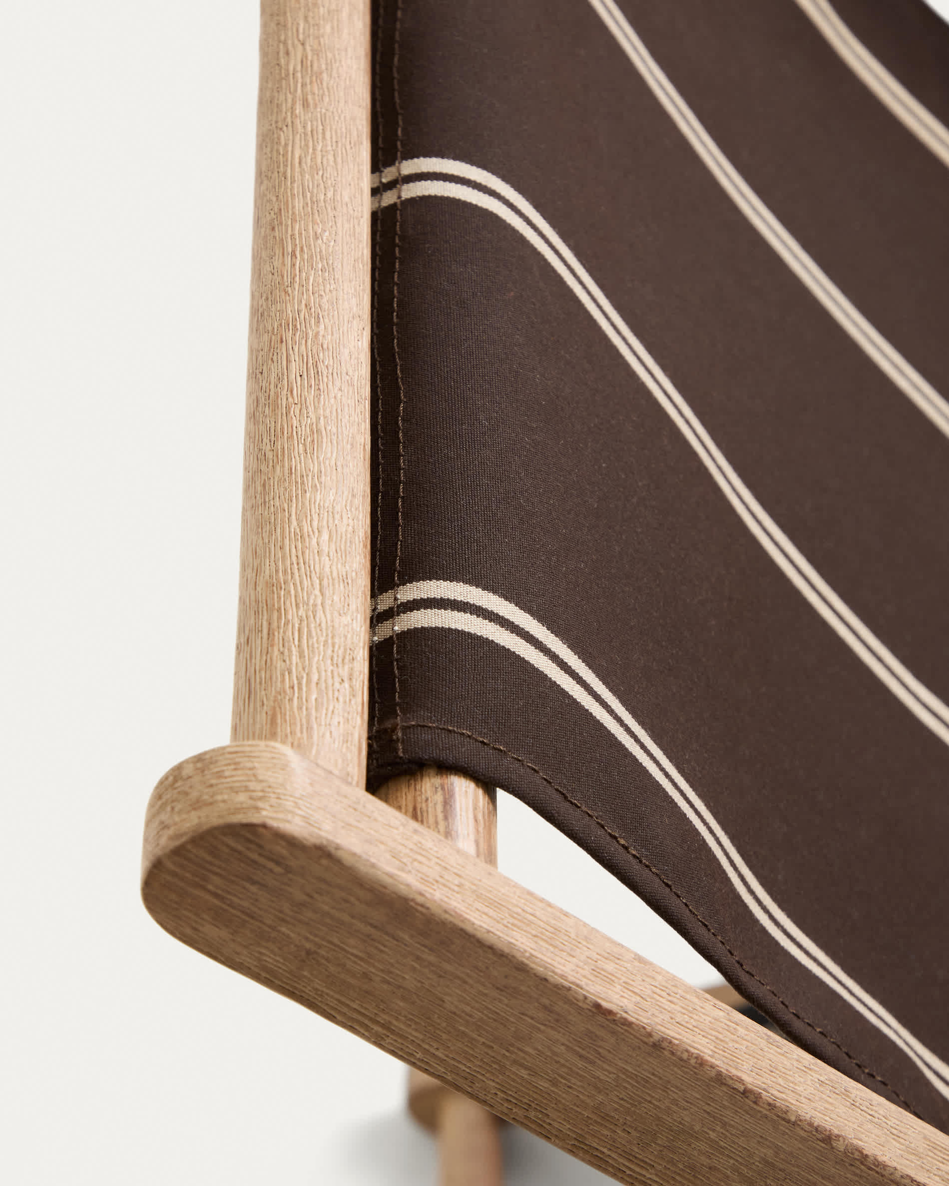 Vilara brown and beige striped outdoor folding deck chair made of FSC 100% solid acacia wood
