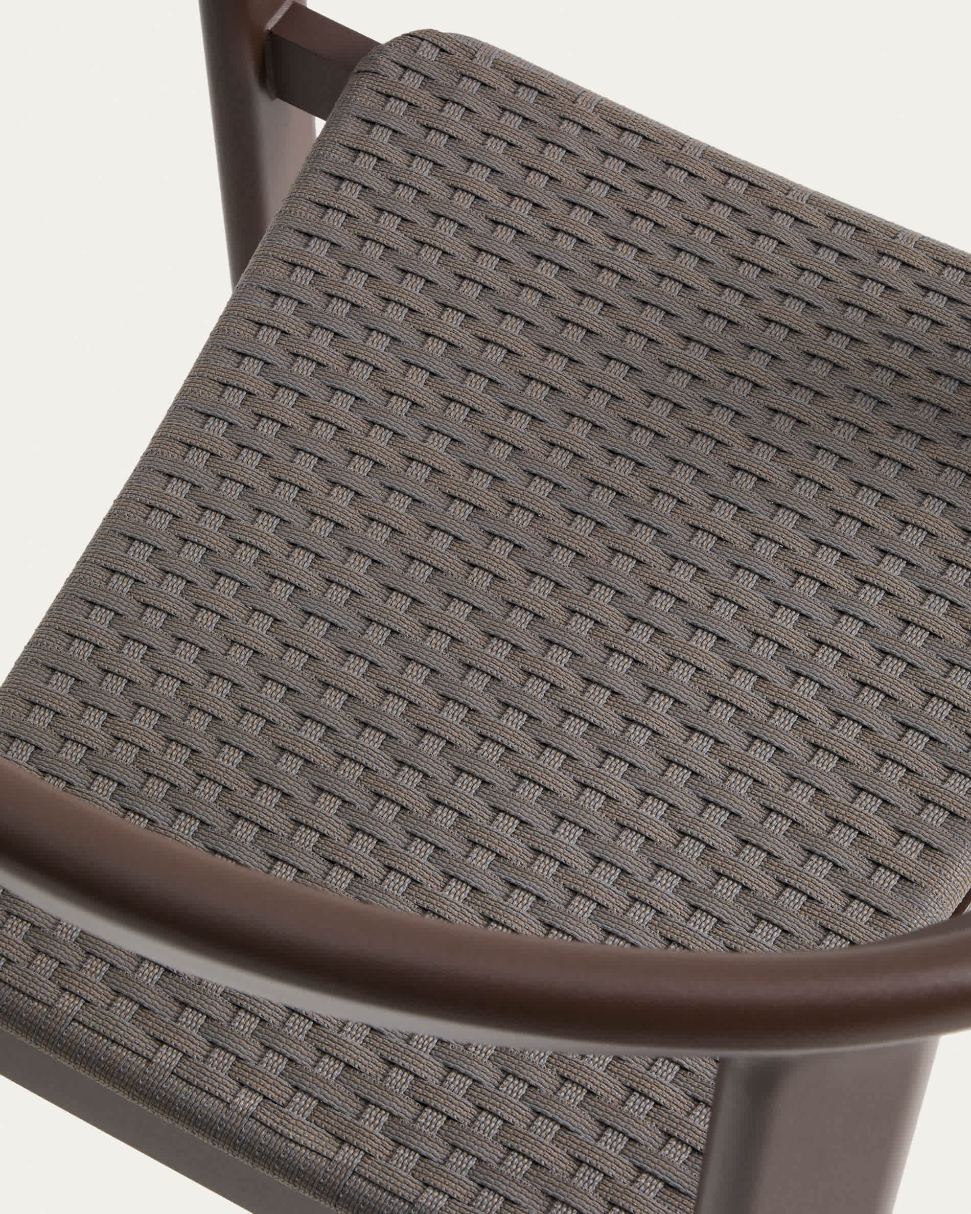 Erice set of 6 aluminium and rope cord stackable chairs and a table in brown aluminium and tempered glass 230 x 100cm