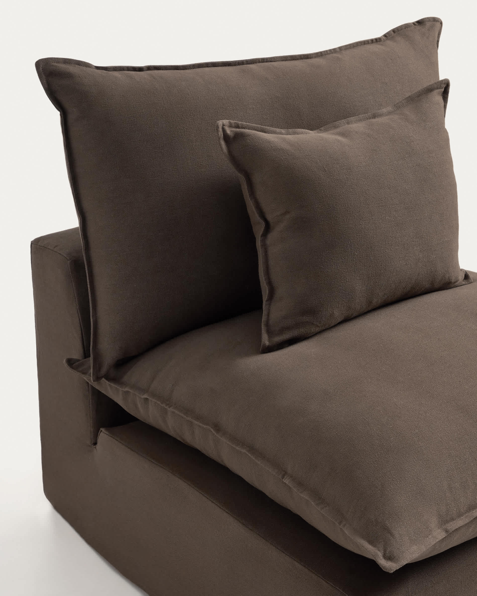 Anarela 100% taupe linen armchair with removable cover 90cm FSC Mix Credit